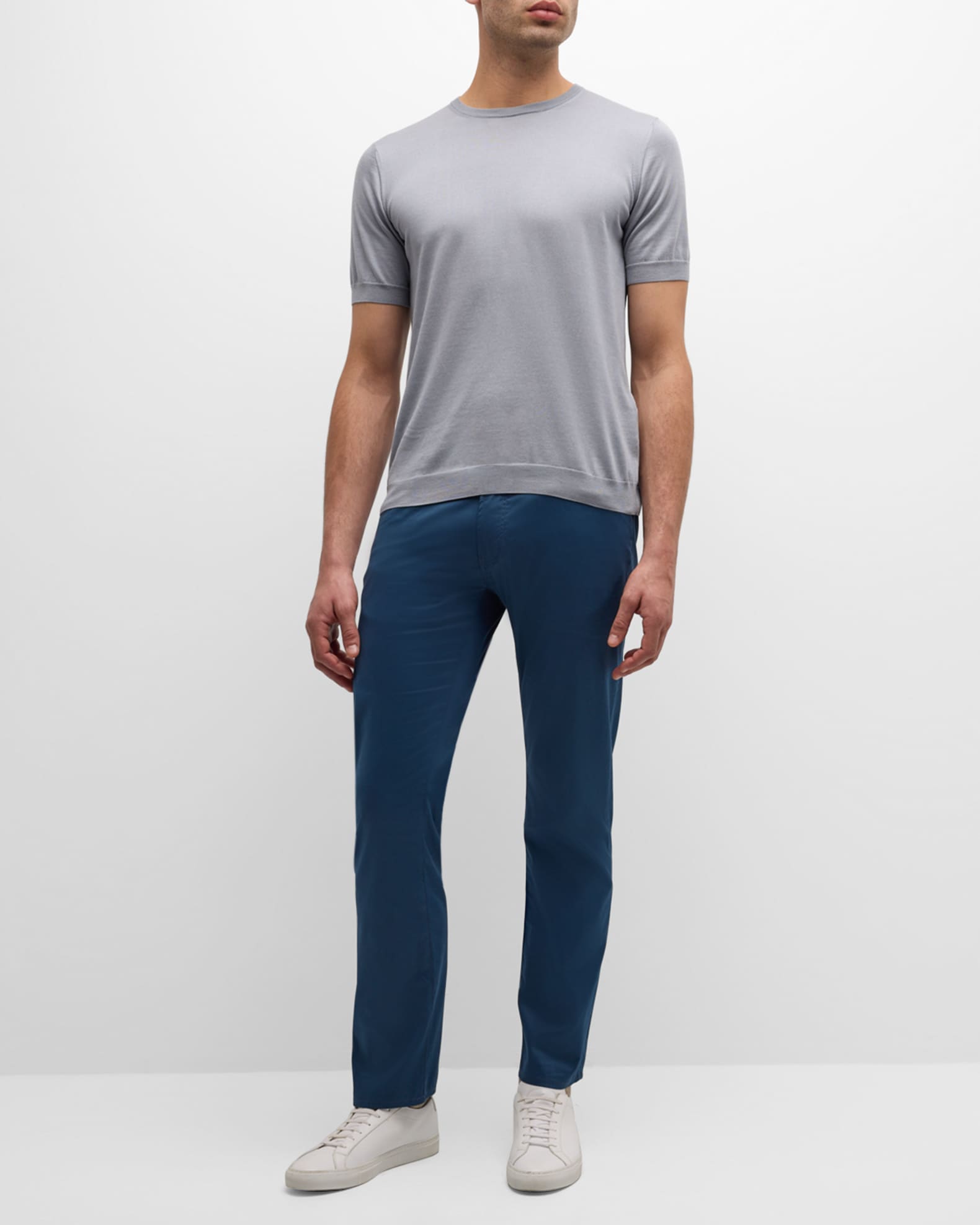 Giorgio Armani Men's Silk-Cotton Crew T-Shirt | Neiman Marcus