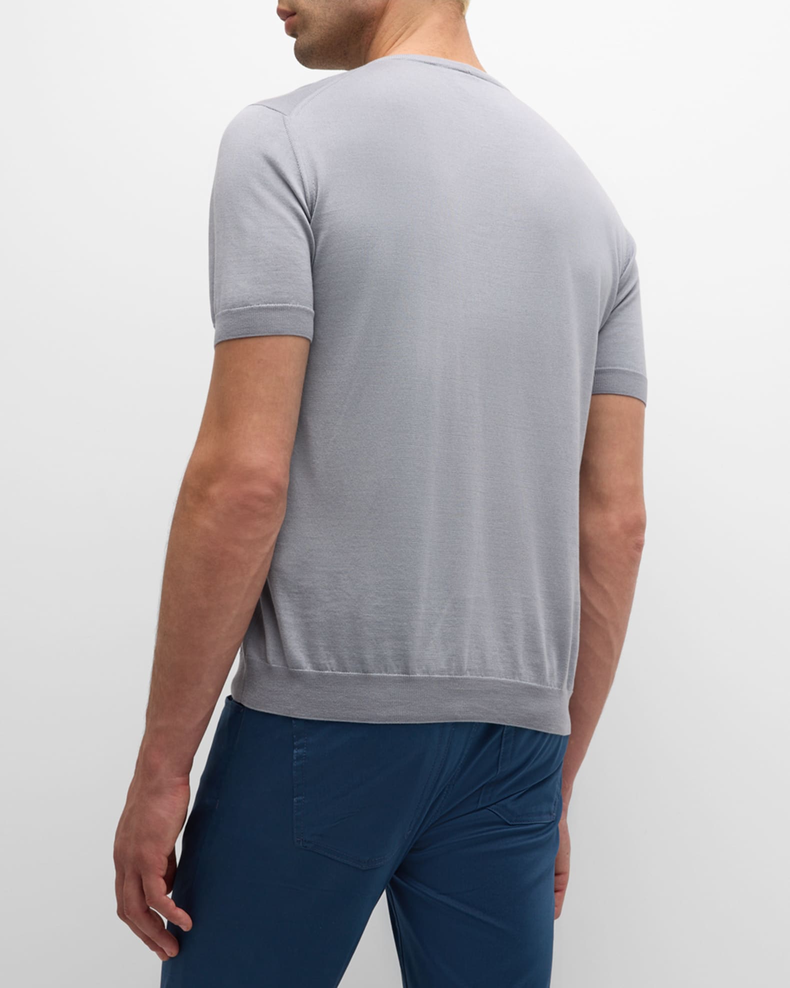 Giorgio Armani Men's Silk-Cotton Crew T-Shirt | Neiman Marcus