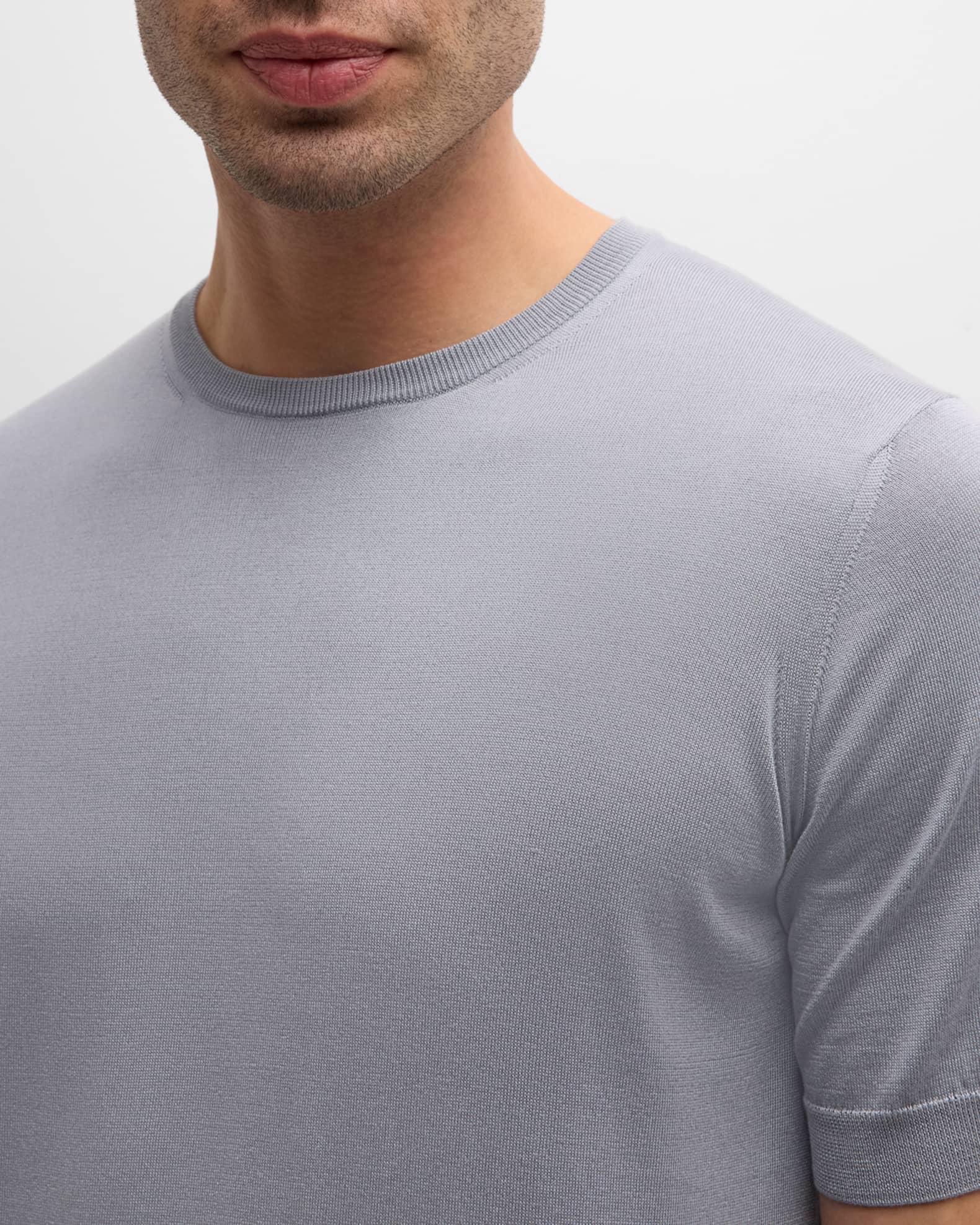 Giorgio Armani Men's Silk-Cotton Crew T-Shirt | Neiman Marcus