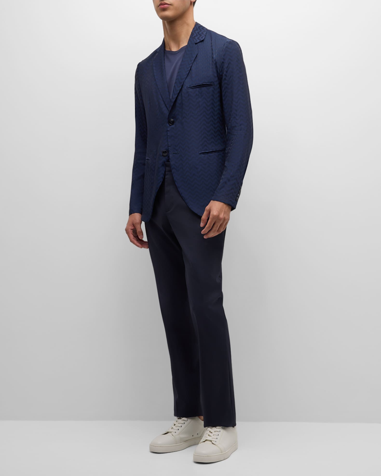 Giorgio Armani Men's Cupro Chevron Blazer | Neiman Marcus