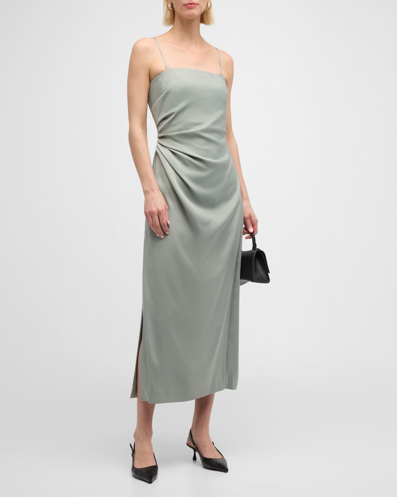 Derek Lam 10 Crosby Harriet Strapless Gathered Midi Dress | Neiman Marcus