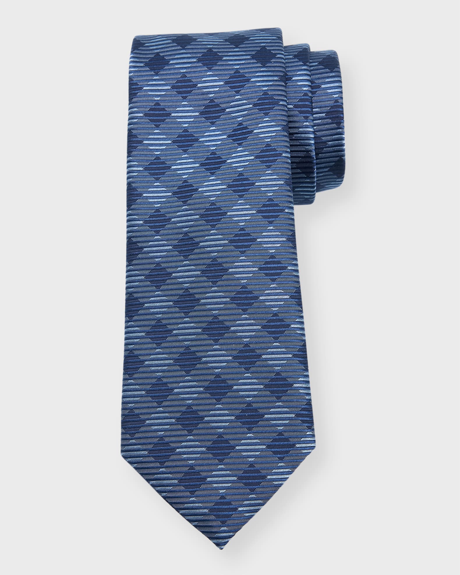 Men's Silk Jacquard Gingham-Stripe Tie 0
