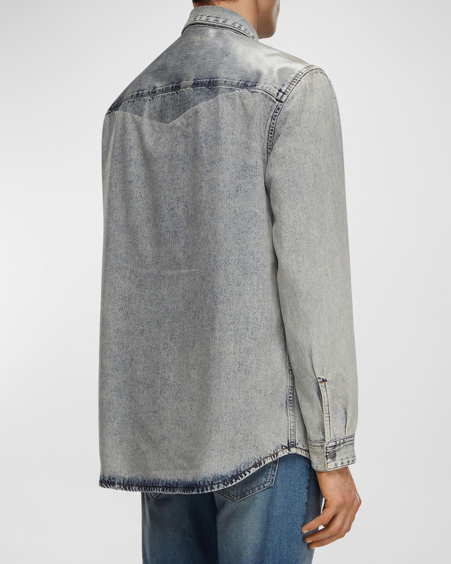 Chemise Denim Diesel Turquoise - Taille L - Édition Rare - Occasion Très Bon État