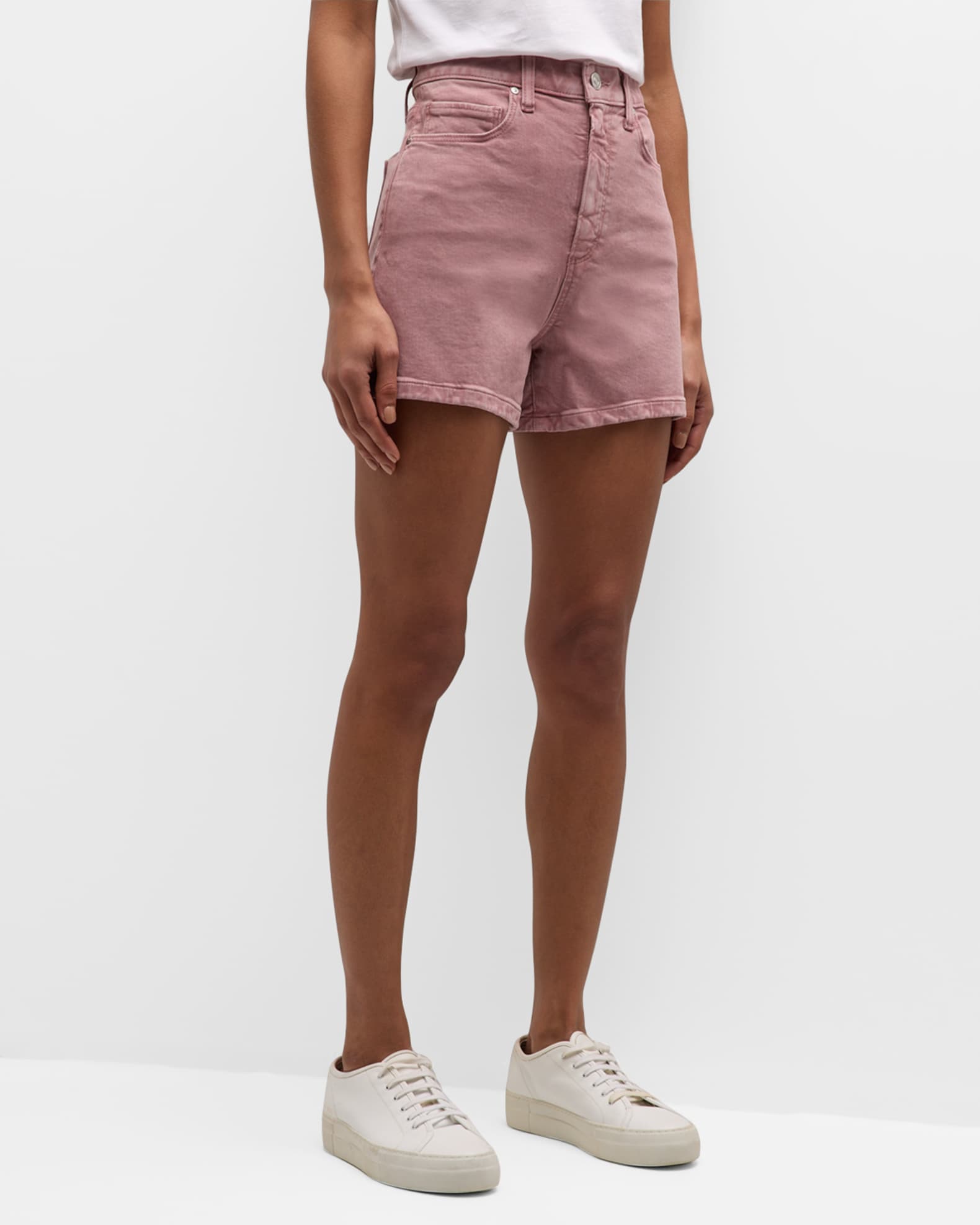 Paige Dani High Rise Denim Shorts Vintage Muted Blush