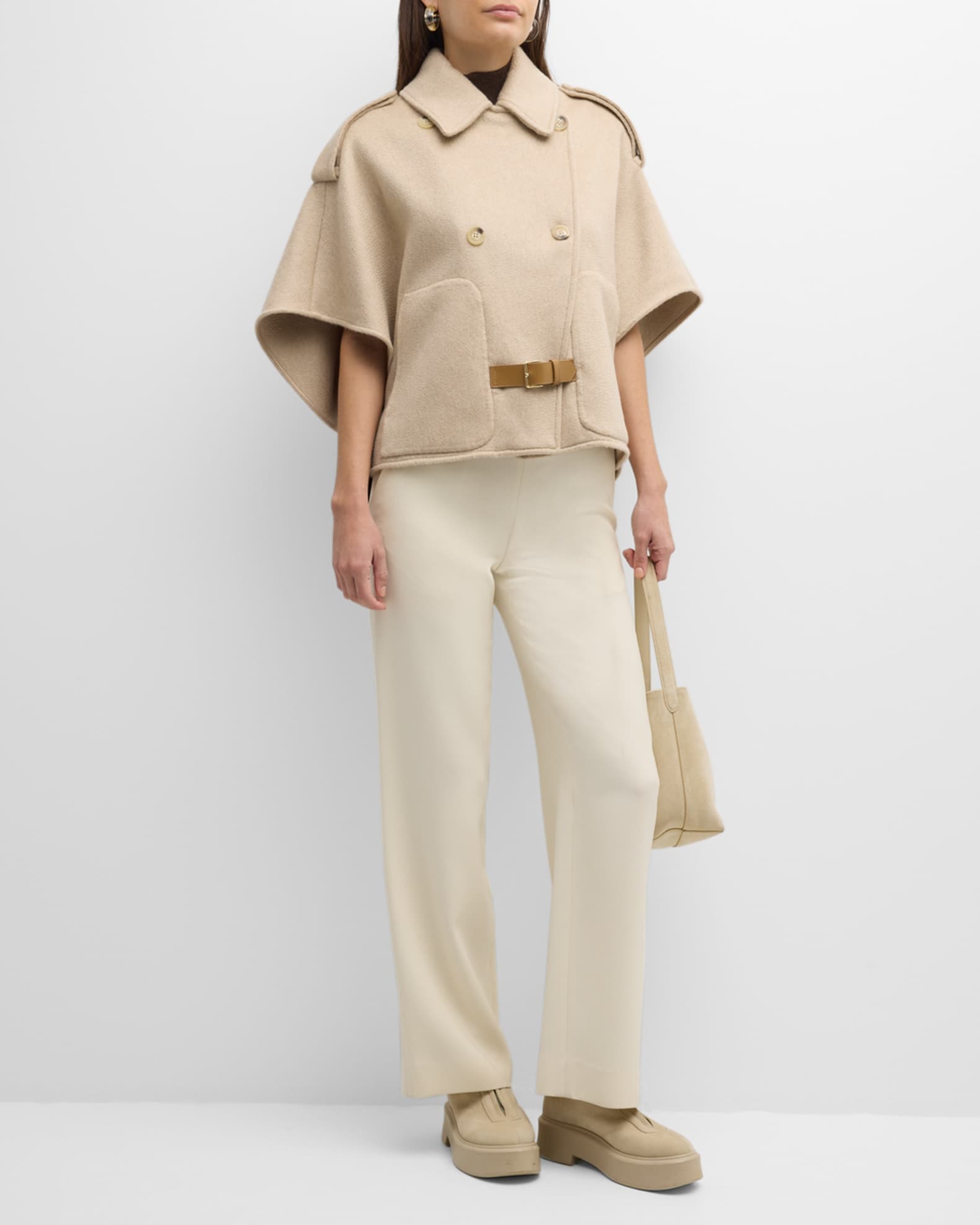 Max Mara Paste Belted Cashmere Cape Neiman Marcus