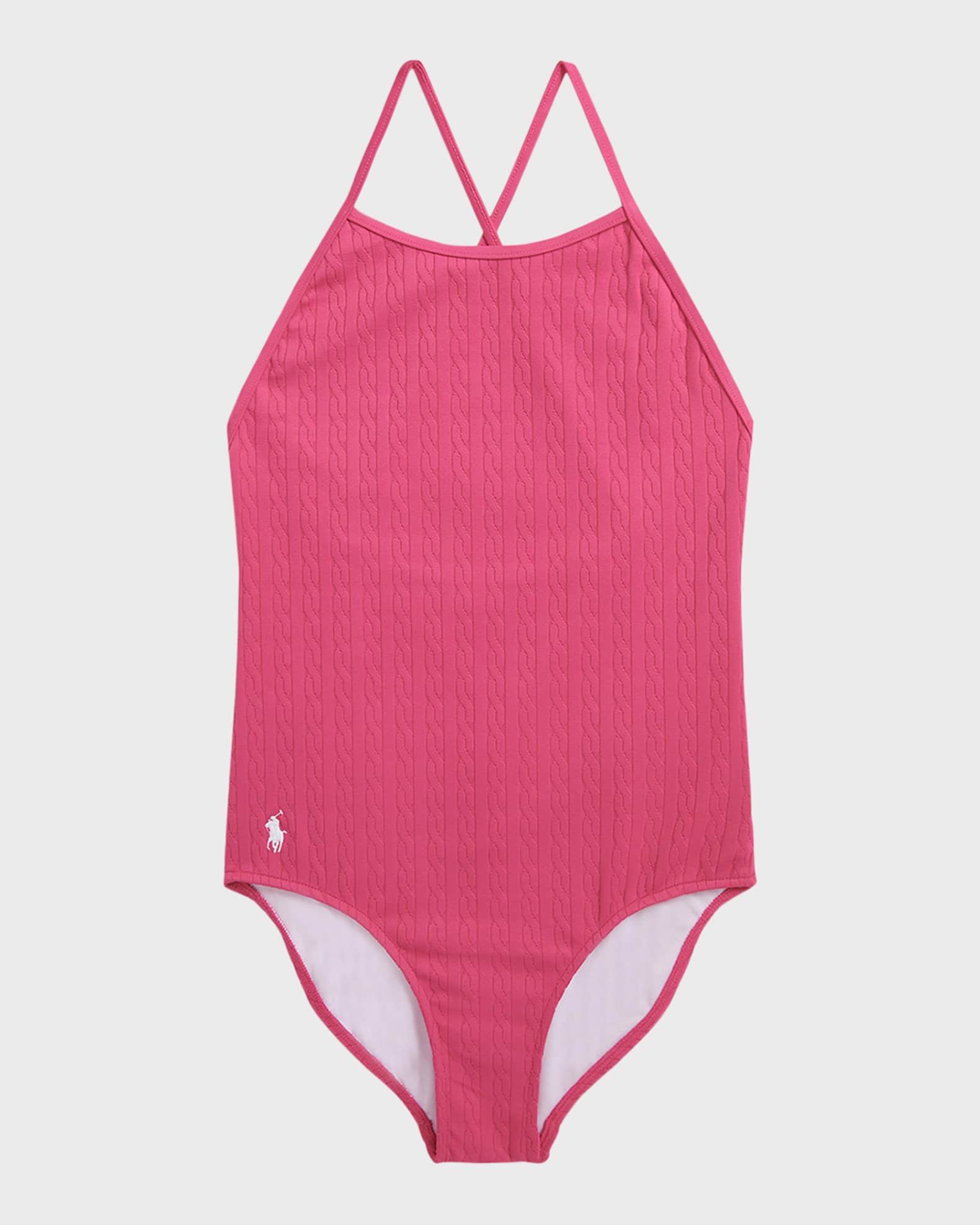 Girl's Jacquard-Nylon One-Piece Swimsuit | Neiman Marcus