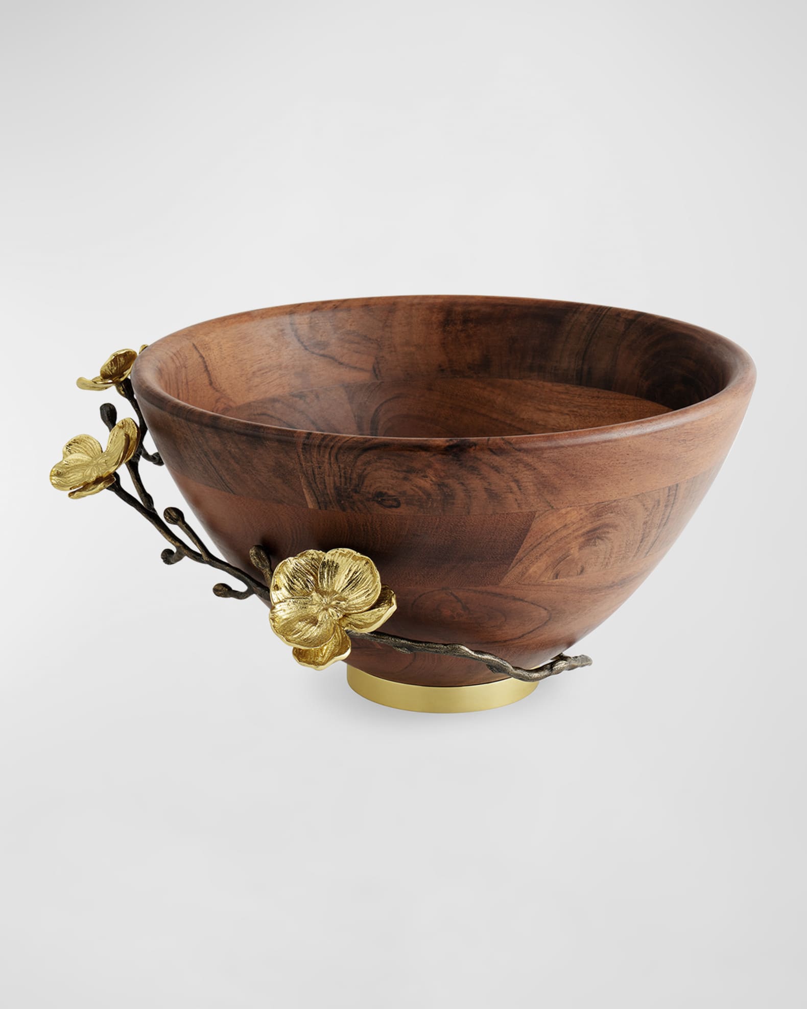 Gold Orchid Wooden Bowl  1