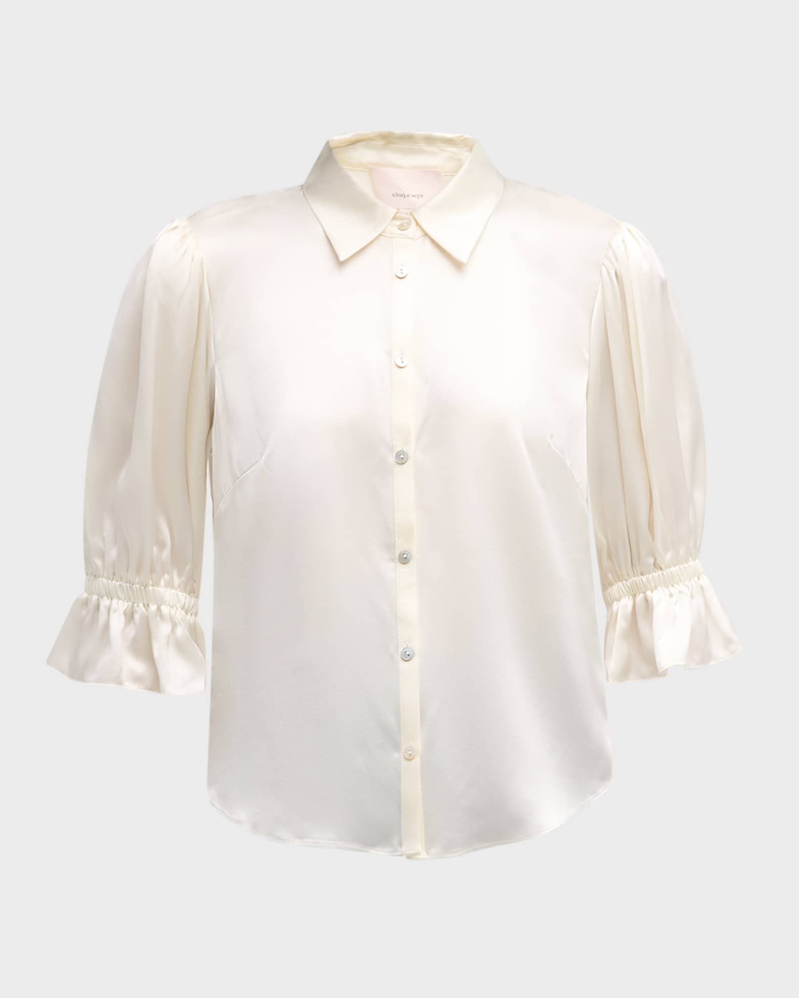 Fiona Silk Satin Short-Sleeve Top 0