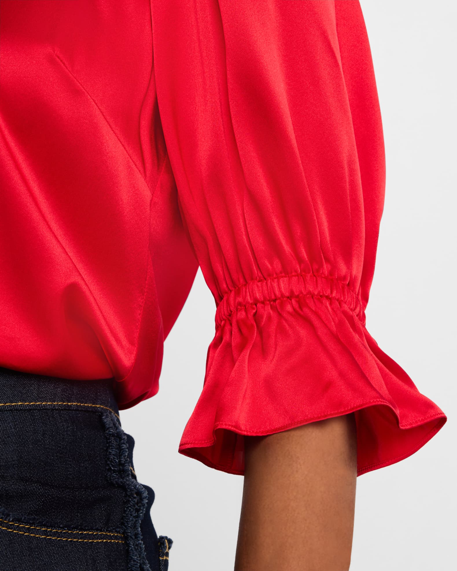 Fiona Silk Satin Short-Sleeve Top | Neiman Marcus