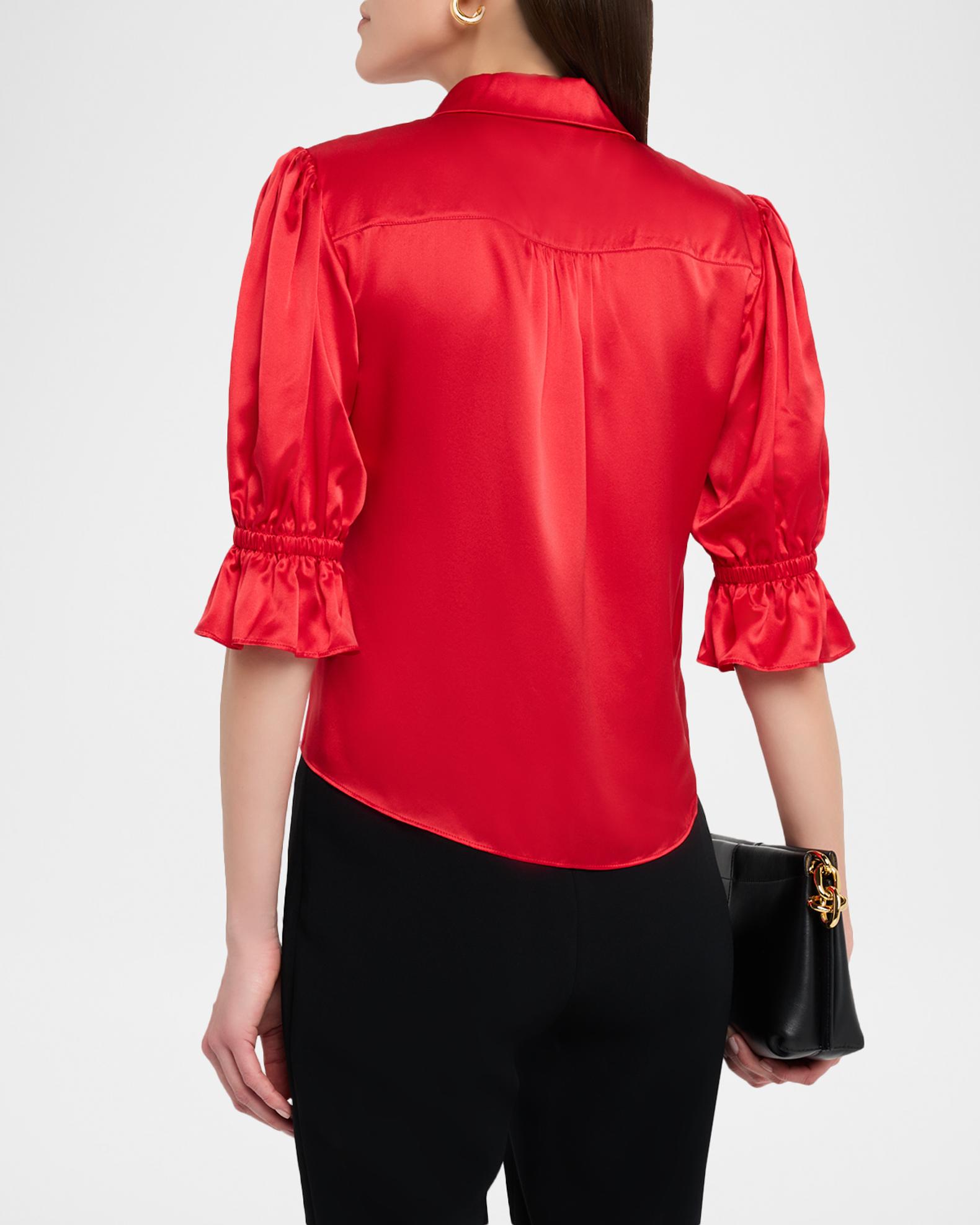 Fiona Silk Satin Short-Sleeve Top | Neiman Marcus