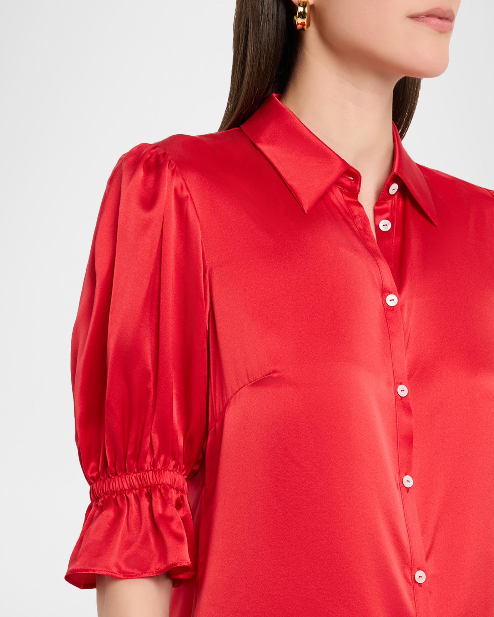 Fiona Silk Satin Short-Sleeve Top | Neiman Marcus