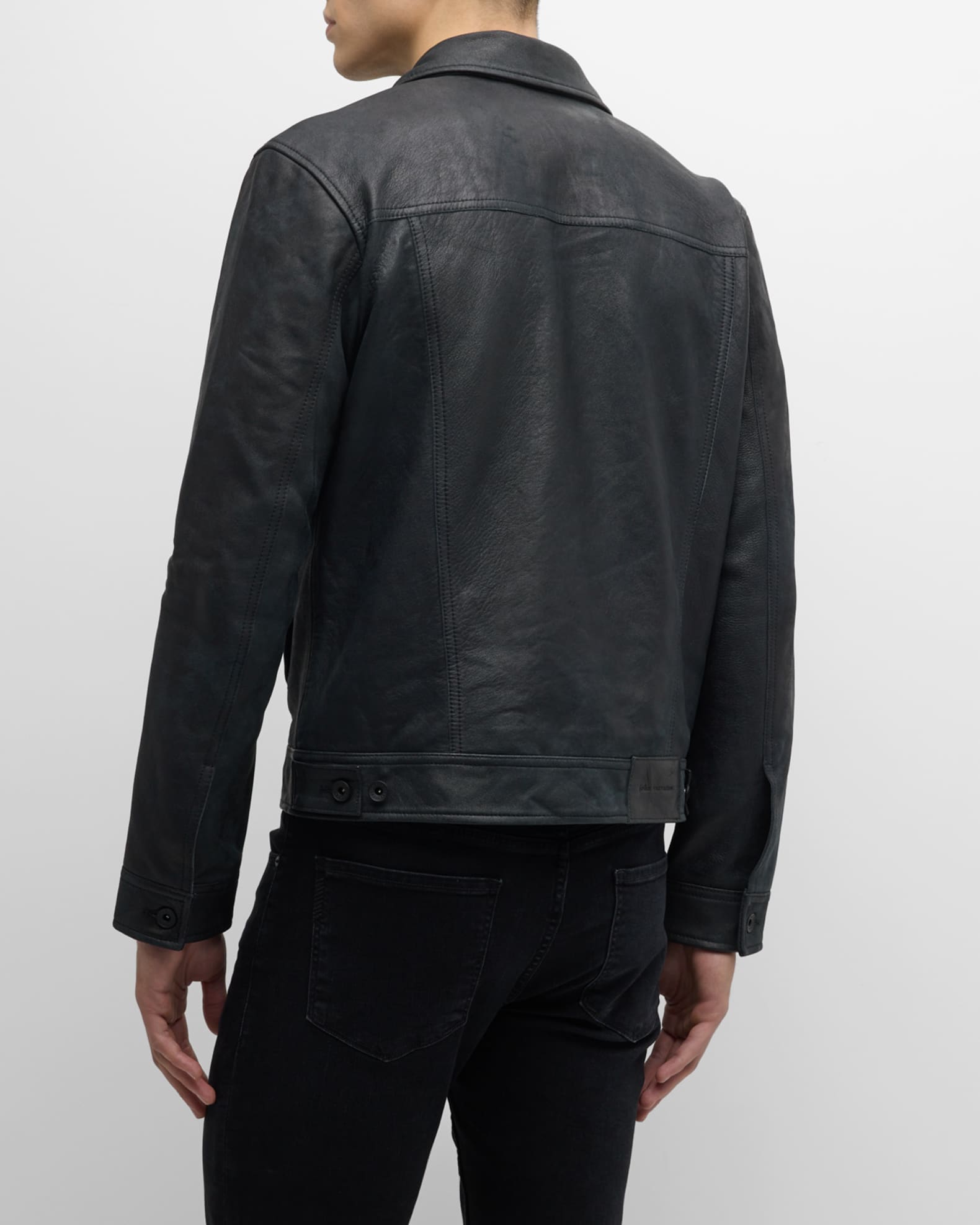 John Varvatos Men's Andrew Leather Trucker Jacket | Neiman Marcus