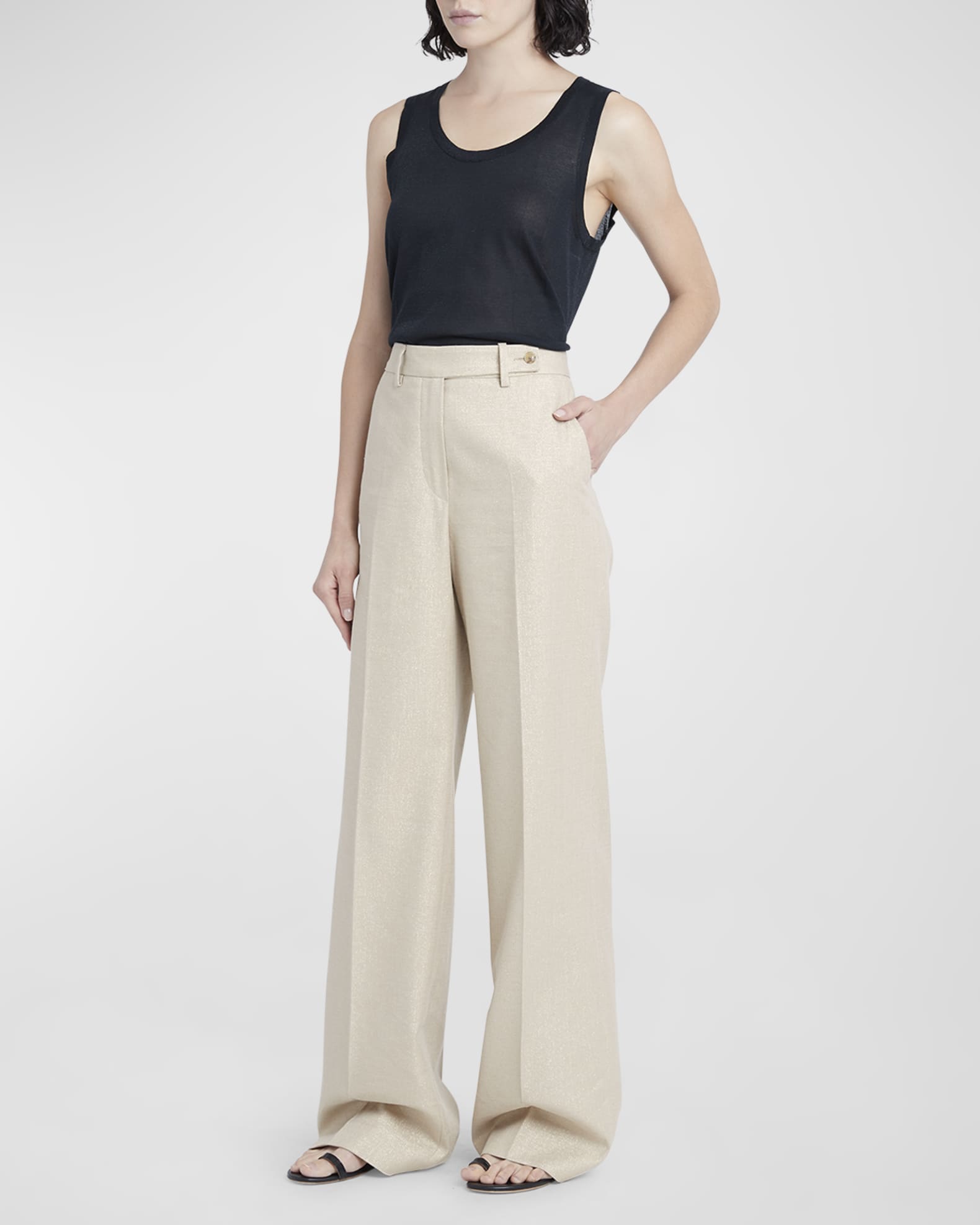 Metallic high-rise wide-leg pants