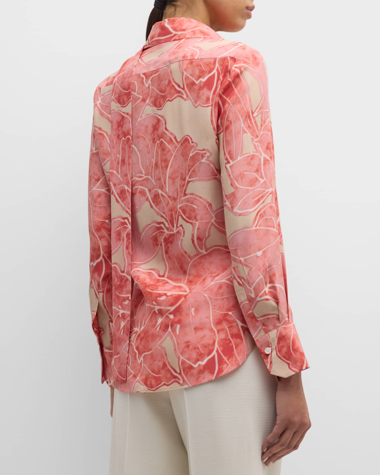Silk Draped Neck Bloom Shirt main image 0