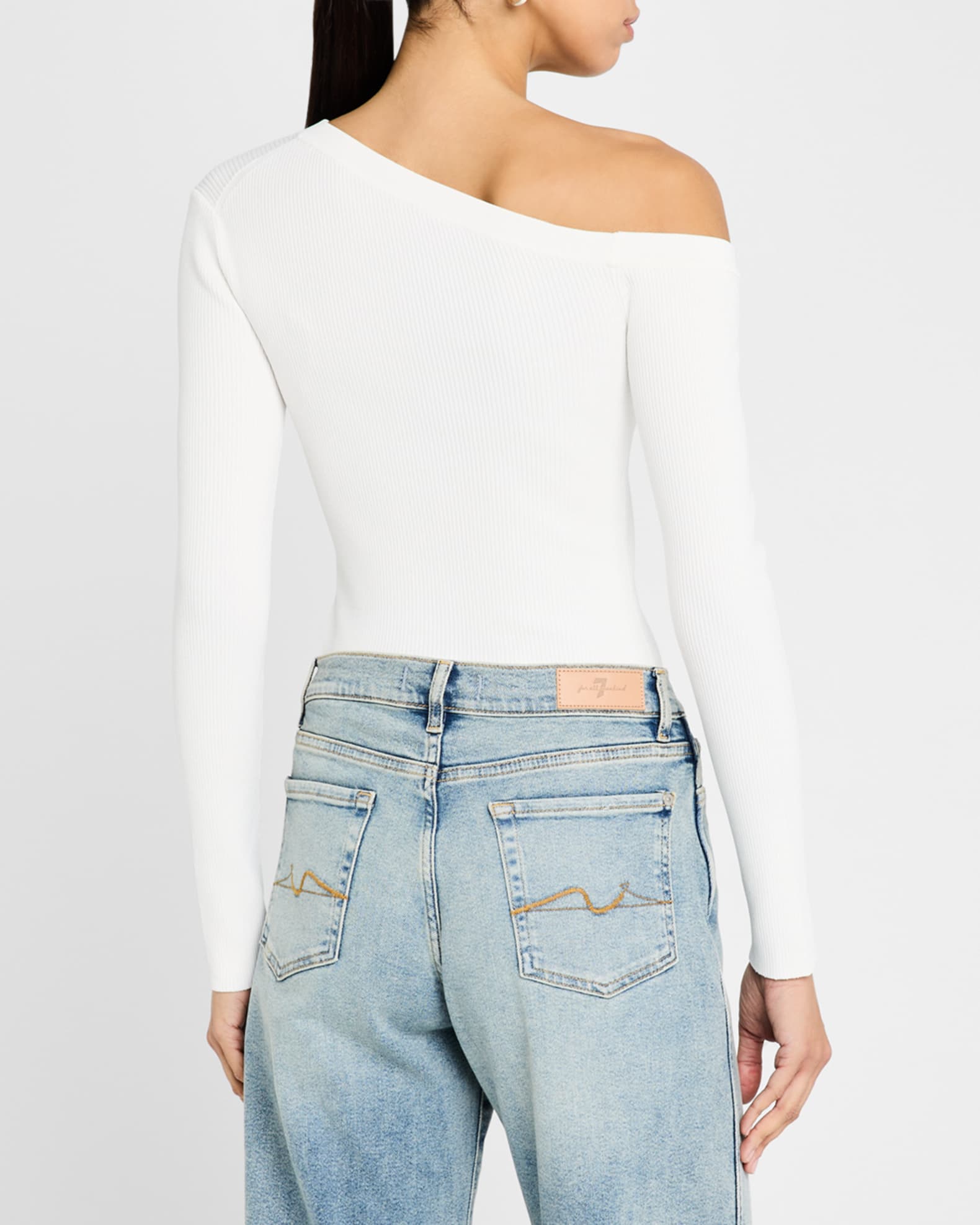 新品タグ付！Eaphi one shoulder rib knit beige STAUD Craftsman One-Shoulder Rib-Knit Sweater | Neiman Marcus