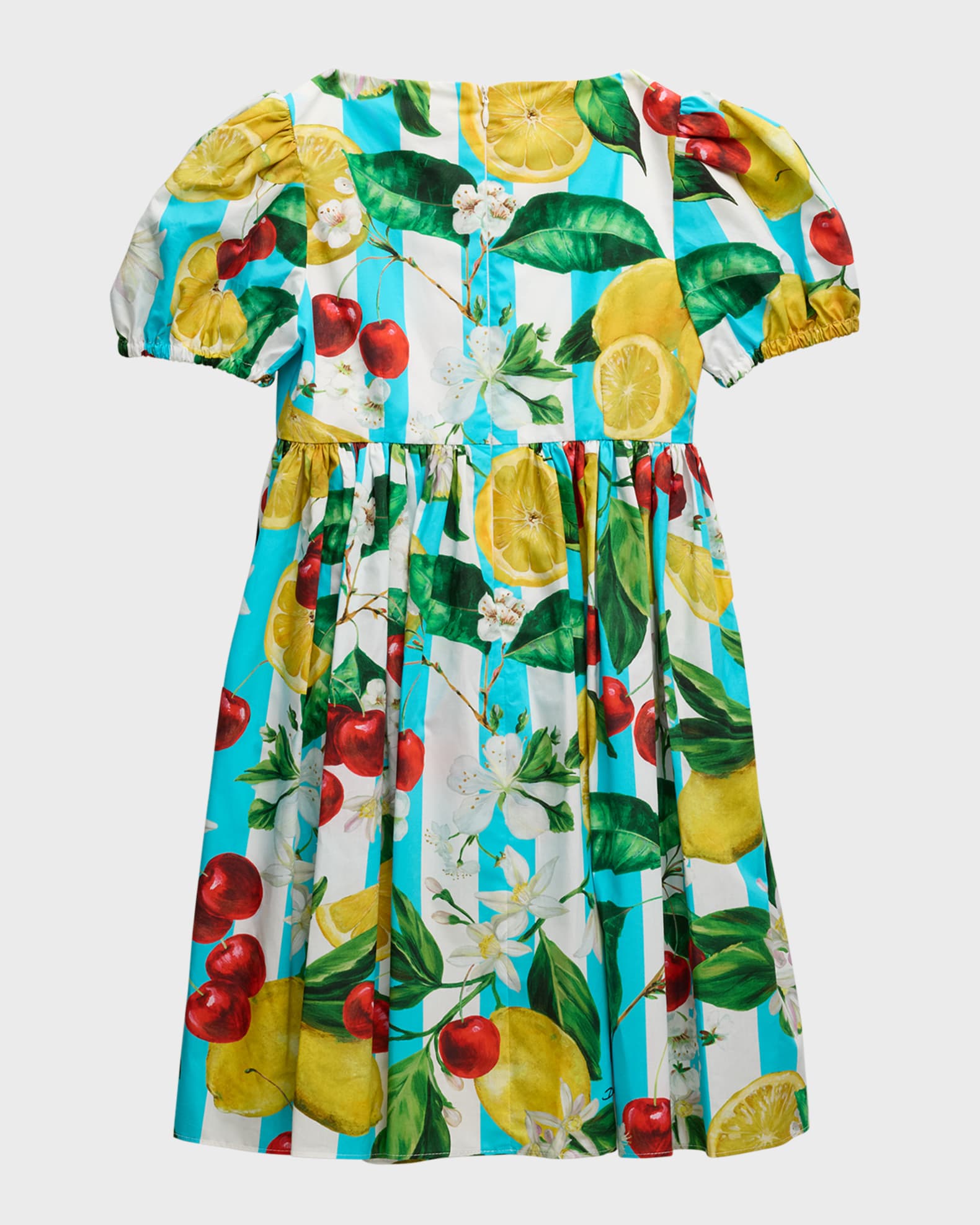 Girl's Italian Holiday Puff-Sleeve Dress