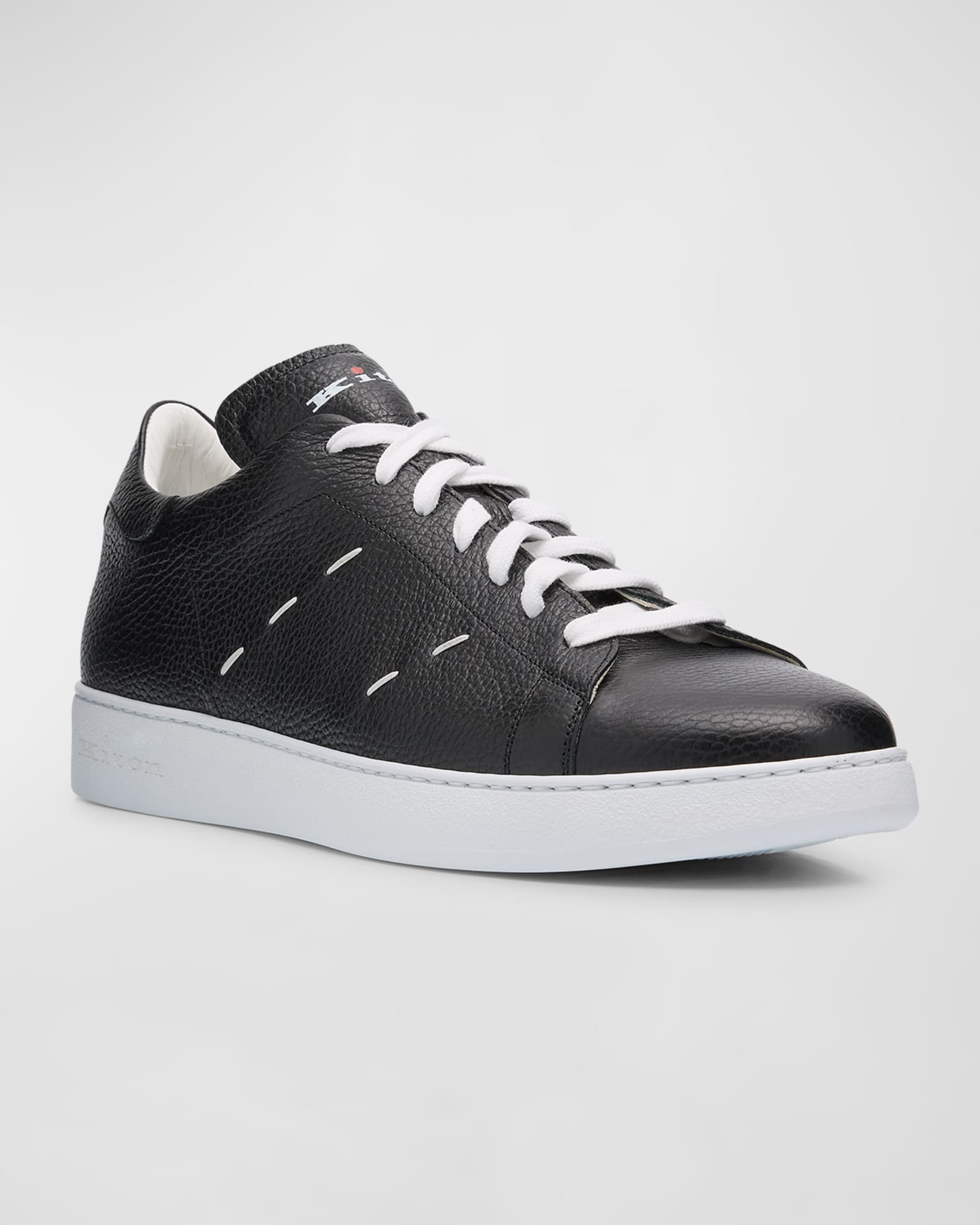 Kiton Black Cotton Leather Sneakers - Italian Luxury Footwear
