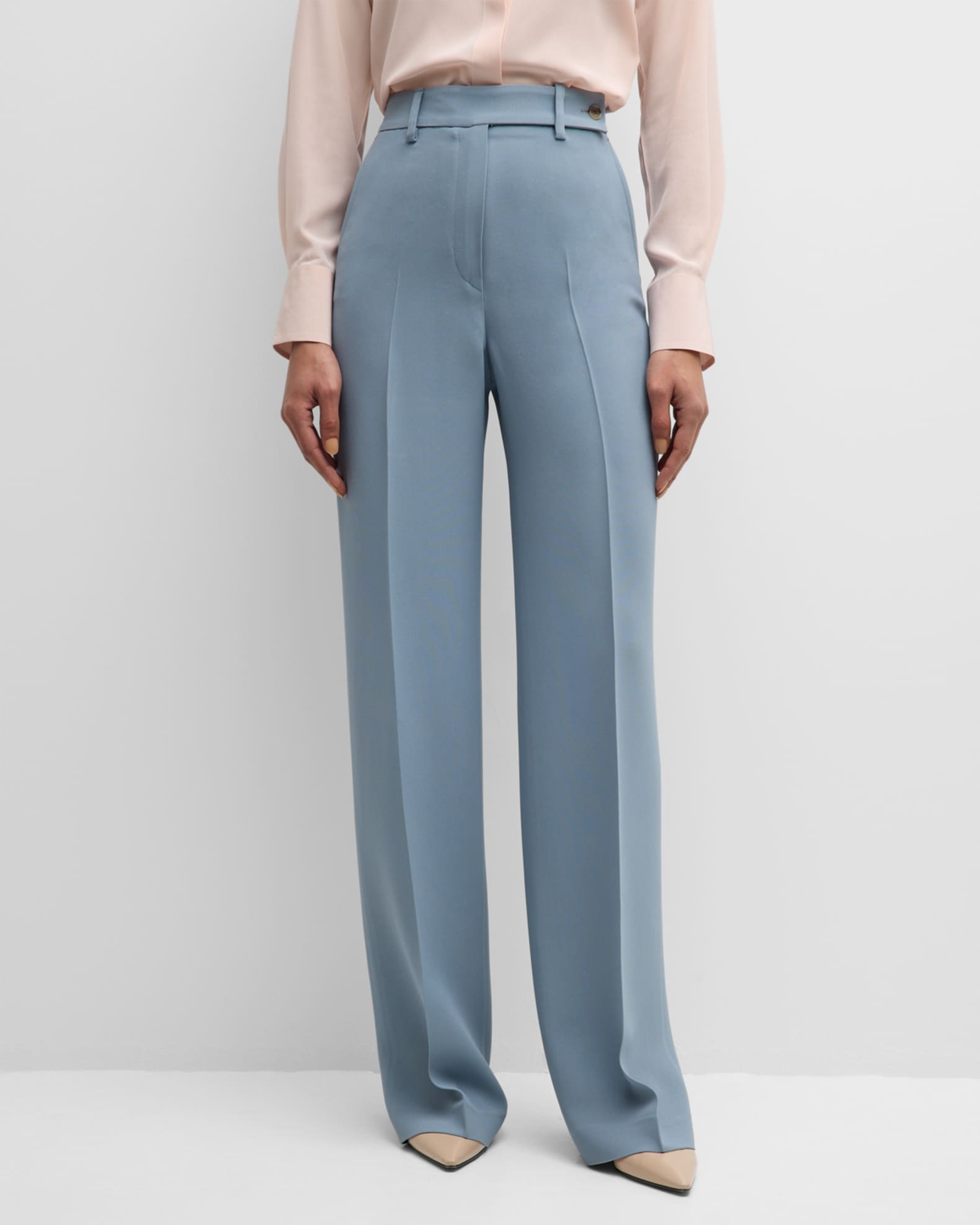 High-Rise Wide-Leg Crepe Pants 1
