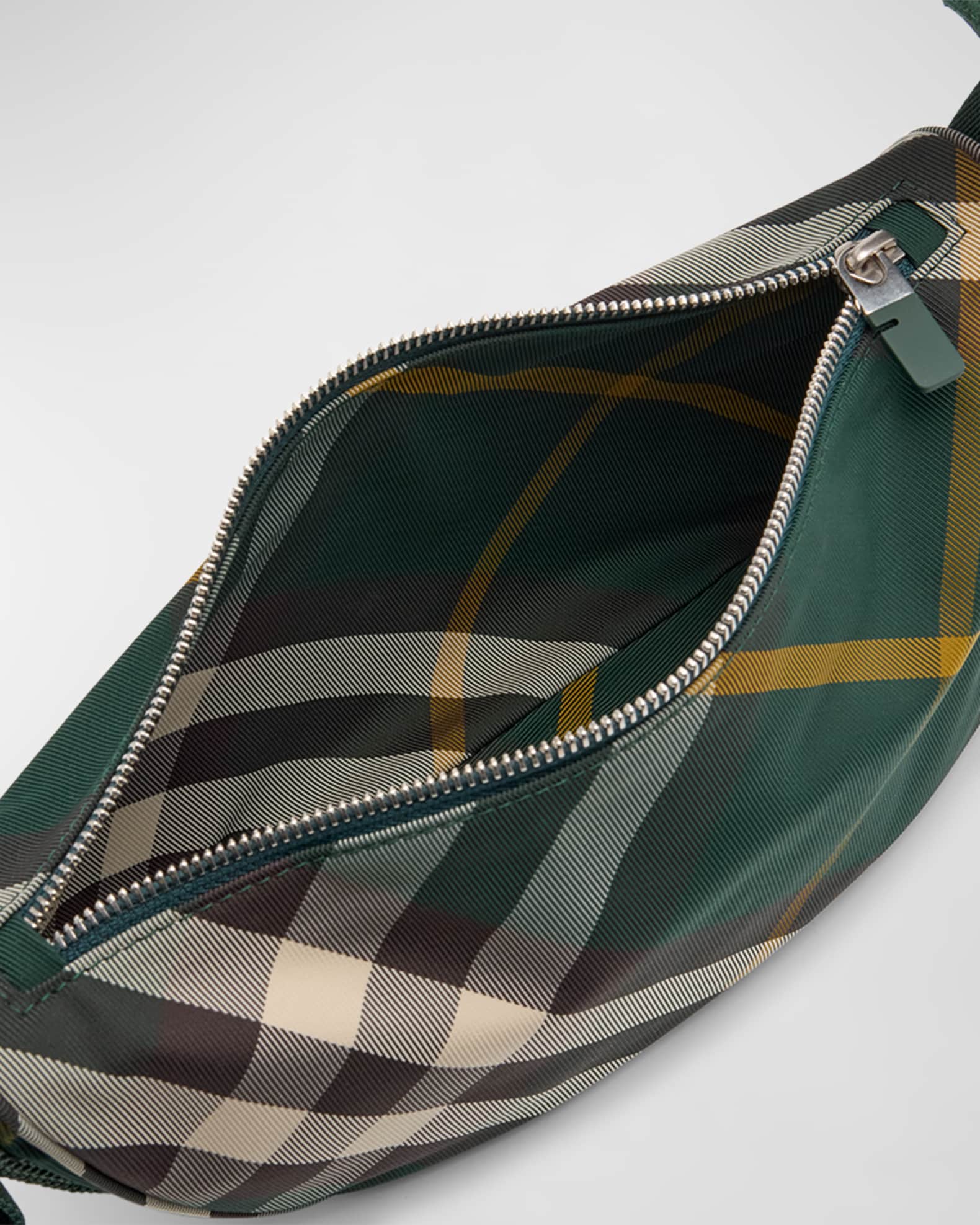 Burberry Men s Shield Nylon Check Crossbody Bag Neiman Marcus