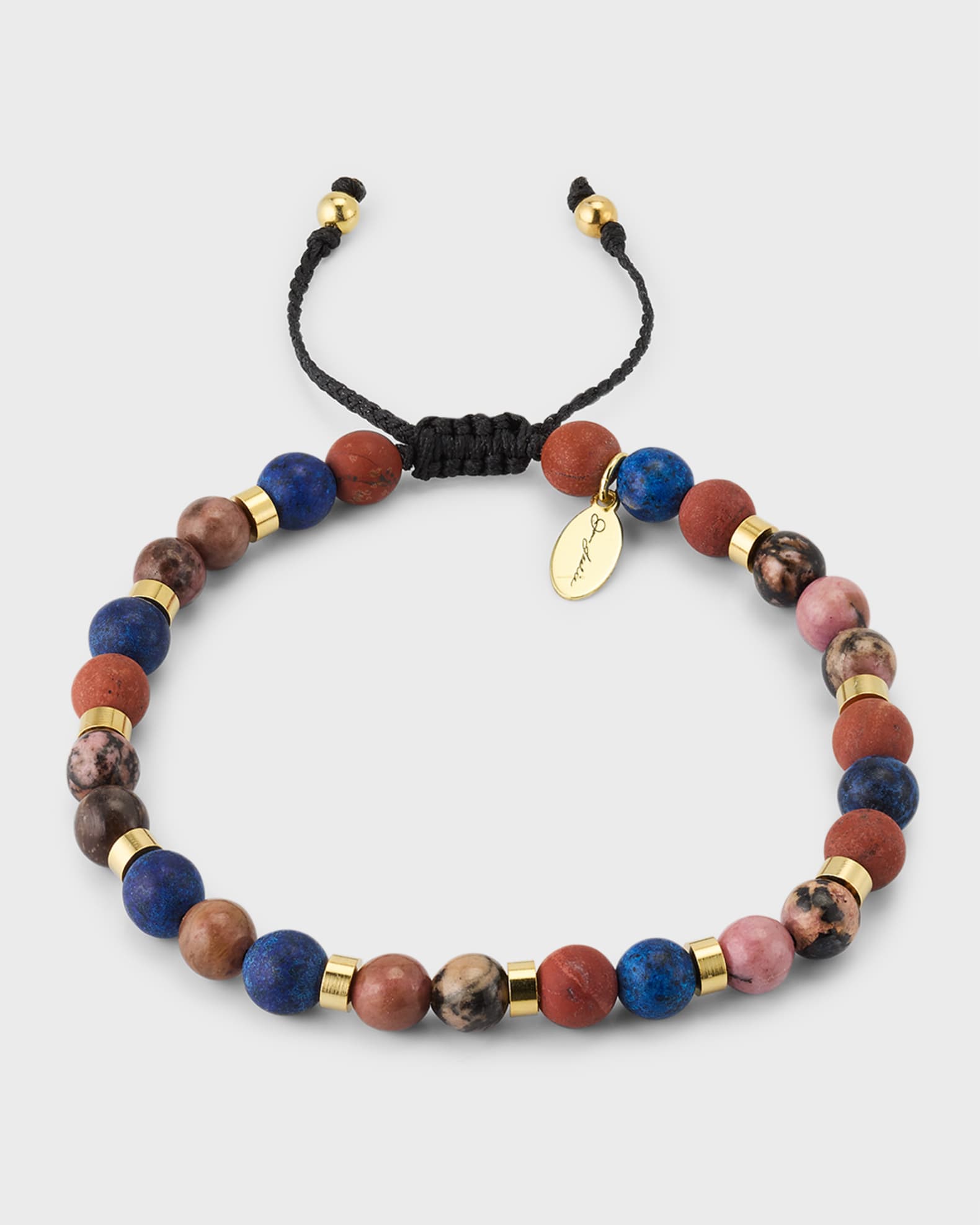 Jan Leslie Men's Mixed Gemstone Beaded Pull Cord Bracelet Neiman Marcus
