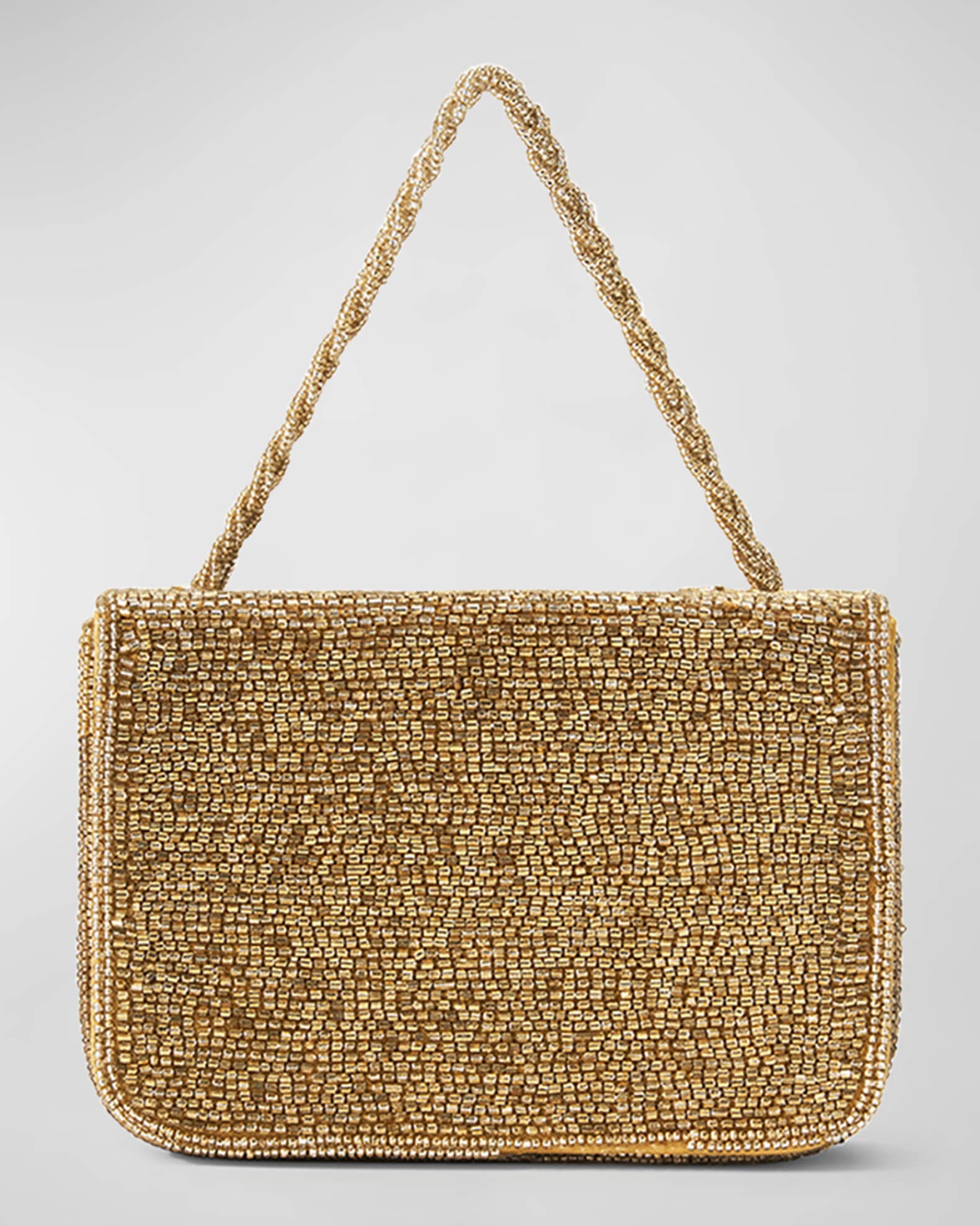 STAUD Carmen Beaded Box TopHandle Bag Neiman Marcus