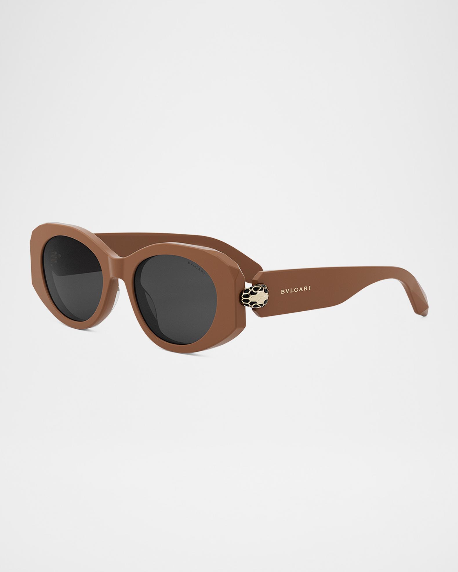 Bvlgari Serpenti Acetate Metal Line Stone Brown Sunglasses Eyewear Serpenti Forever sunglasses with a rimless square frame and  main image 3
