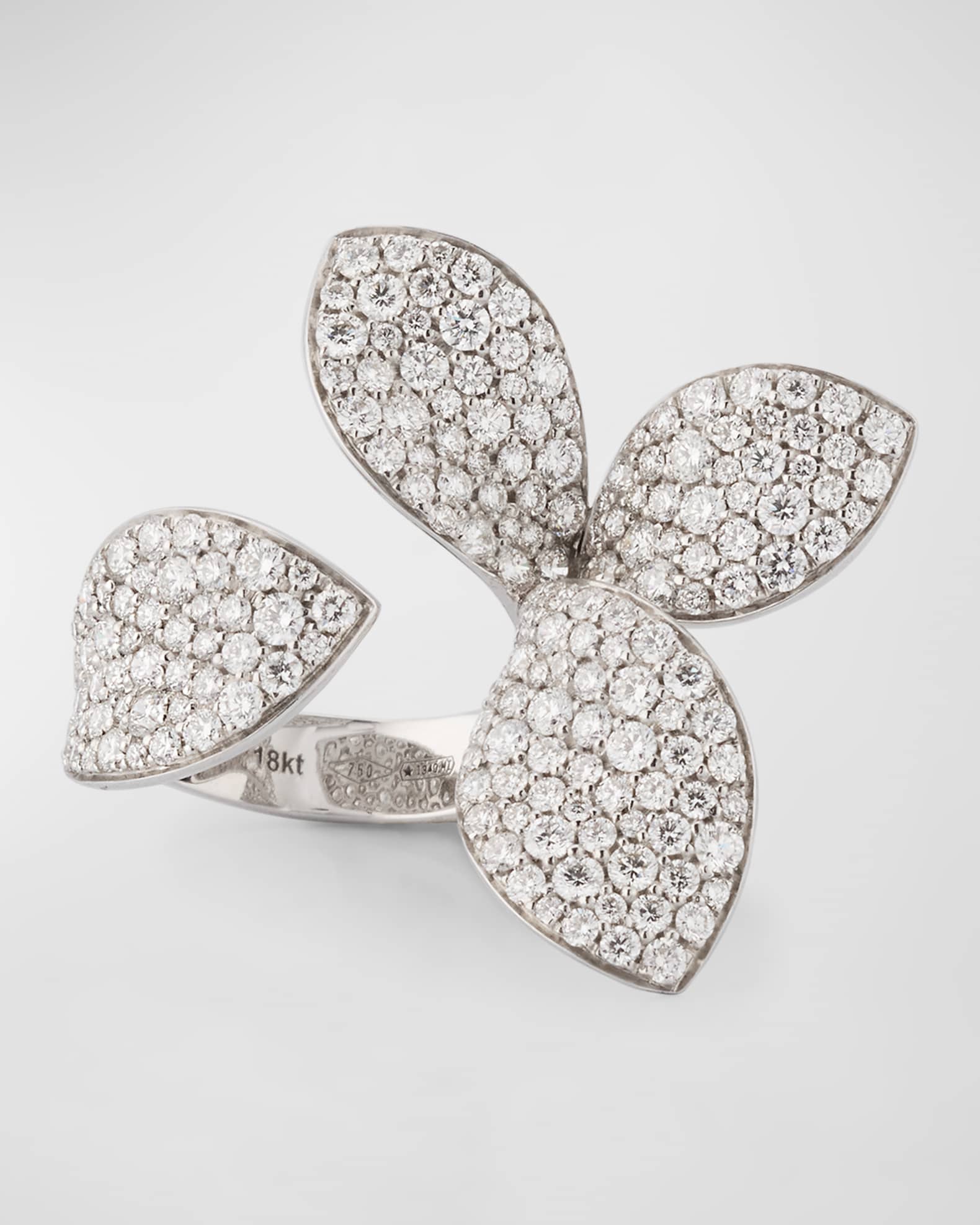 Giardini Segreti 18K White Gold Open Ring with Diamonds 0