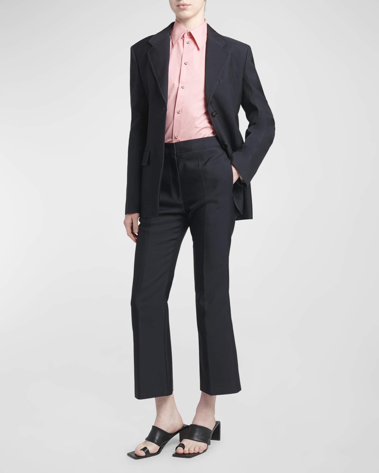 Jil Sander Topstitch Single Breasted Blazer Jacket Neiman Marcus