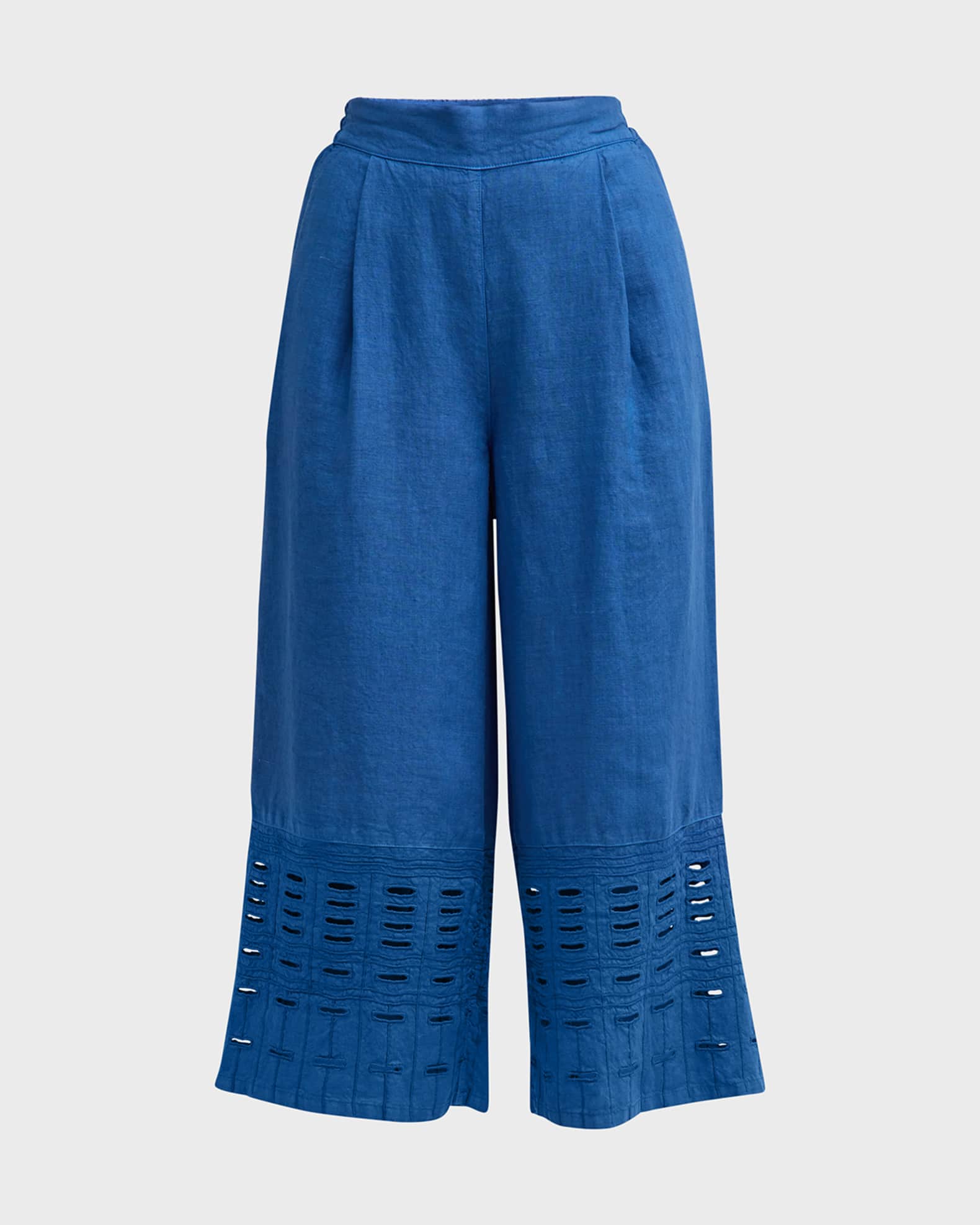 Linen Wide-Leg Cropped Pants