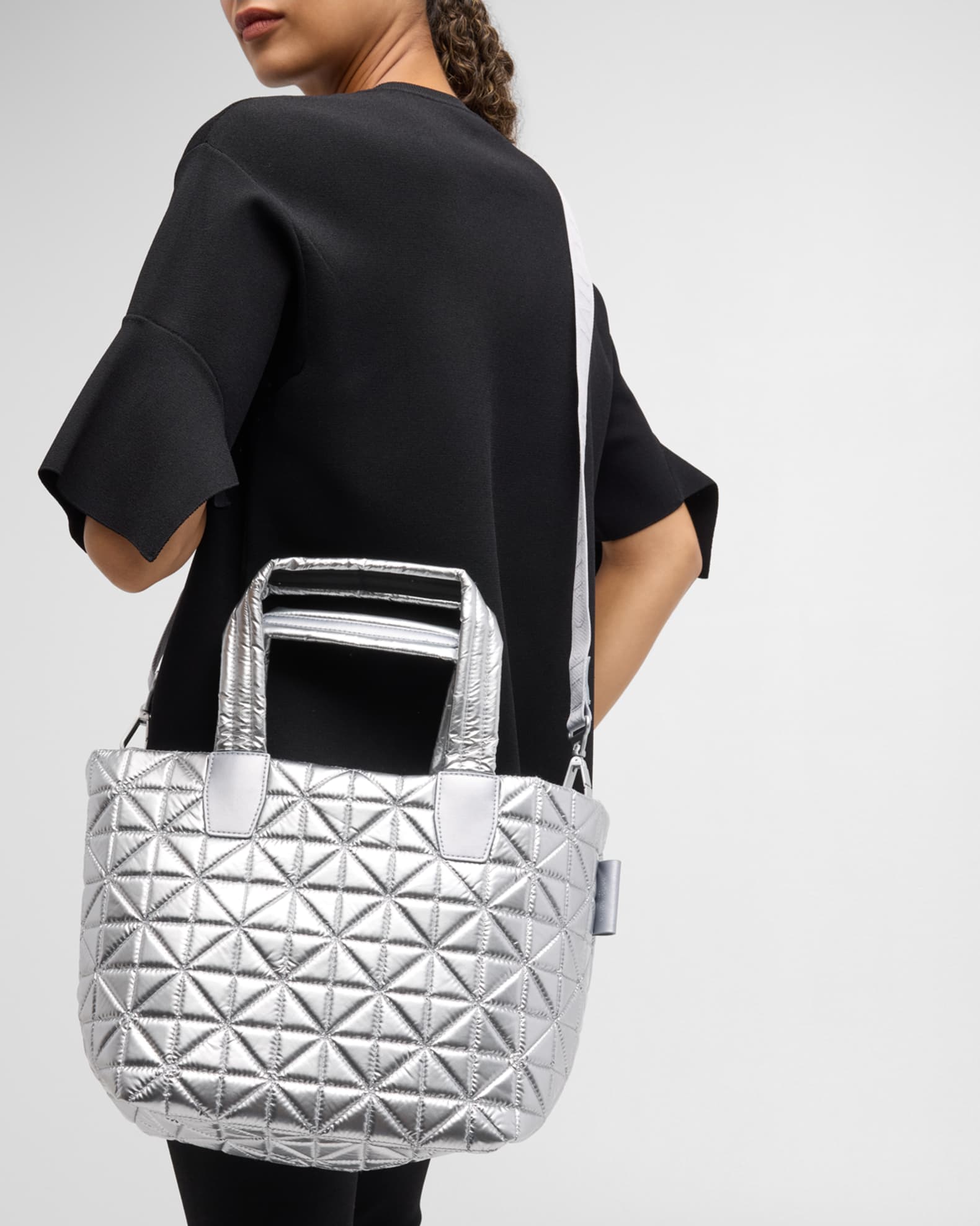 VeeCollective VEE Small Metallic Quilted Tote Bag Neiman Marcus