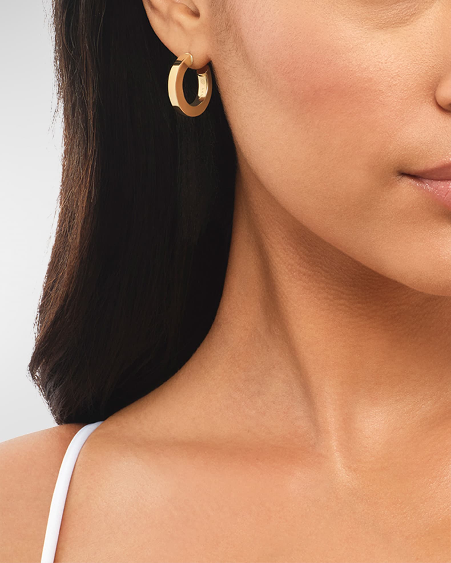14K Yellow Gold Square Tube Hollow Hoop Earrings 1