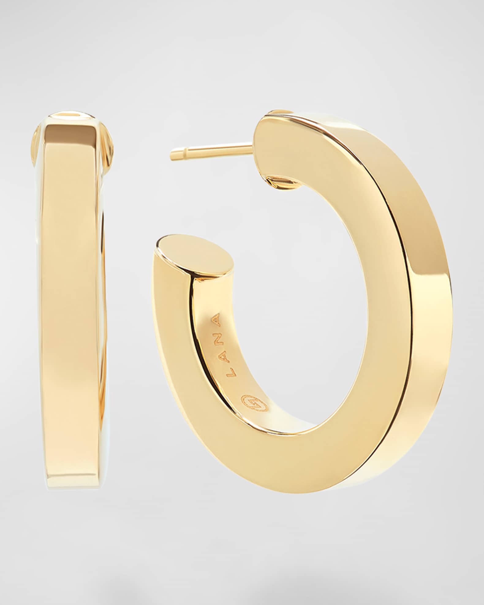14K Yellow Gold Square Tube Hollow Hoop Earrings 0