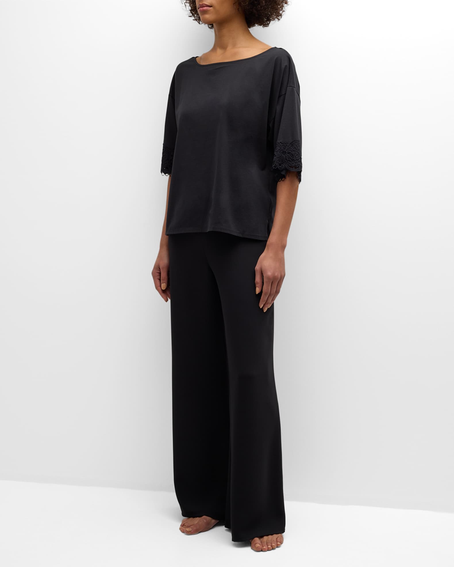 Bliss Harmony Lace-Trim Elbow-Sleeve T-Shirt 1