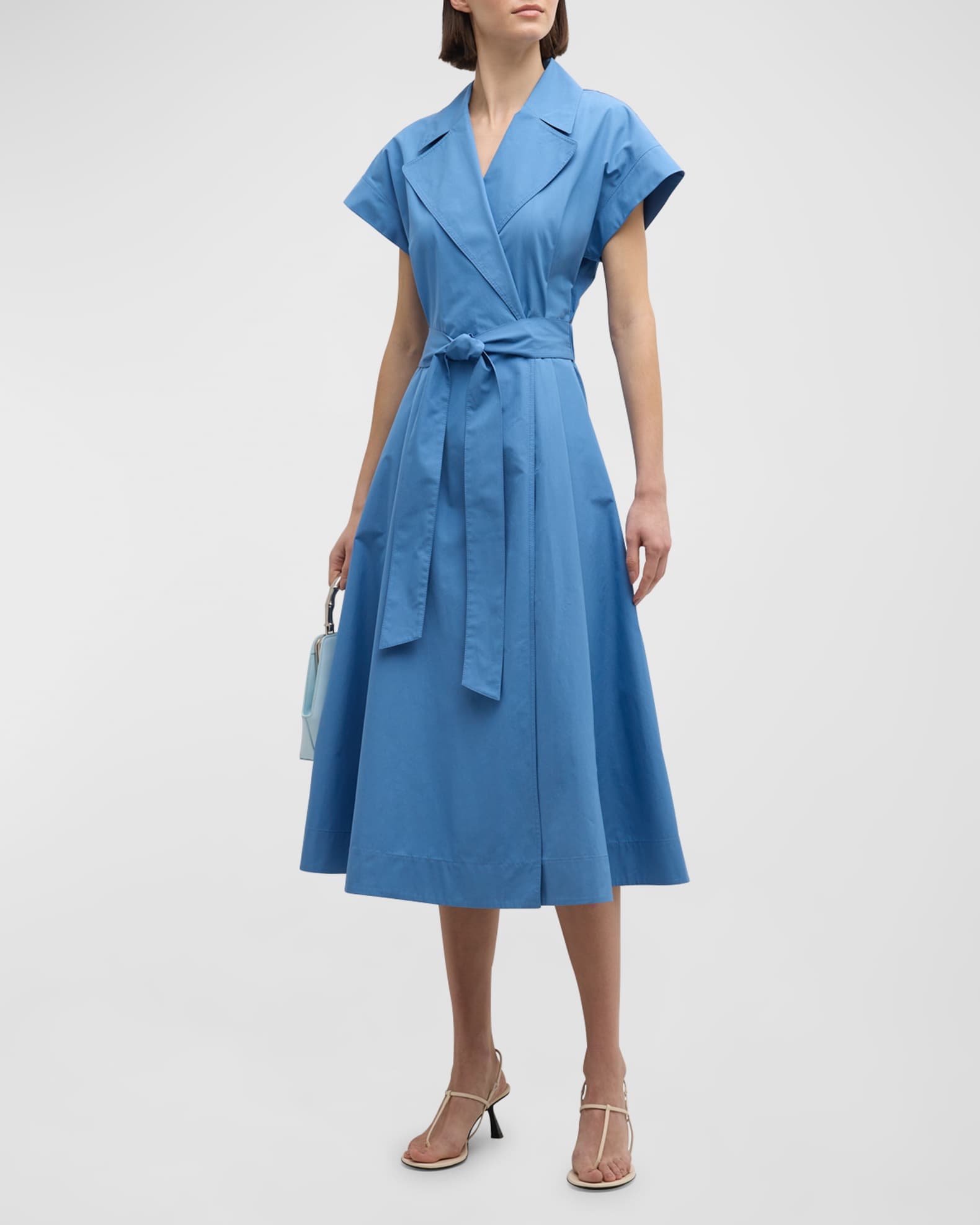 Lafayette 148 New York Belted Organic Cotton Poplin Midi Wrap