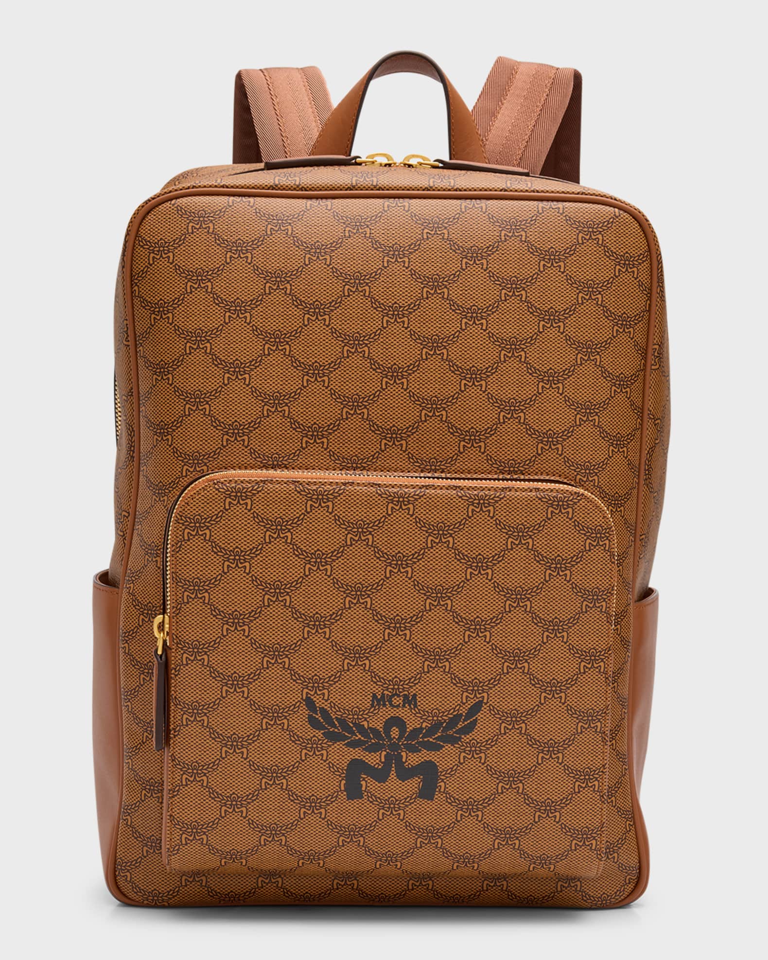 MCM Men s Lauretos Coated Canvas and Leather Backpack Neiman Marcus
