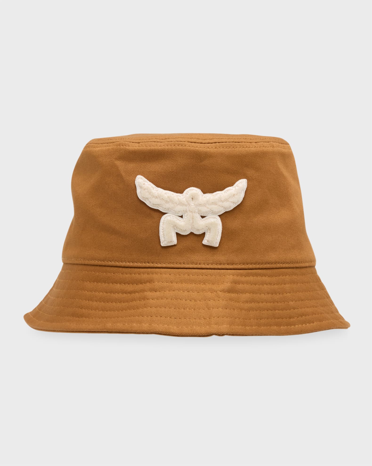 Mcm Men's Essential Logo Bucket Hat in Cotton Twill - Brown - Hats