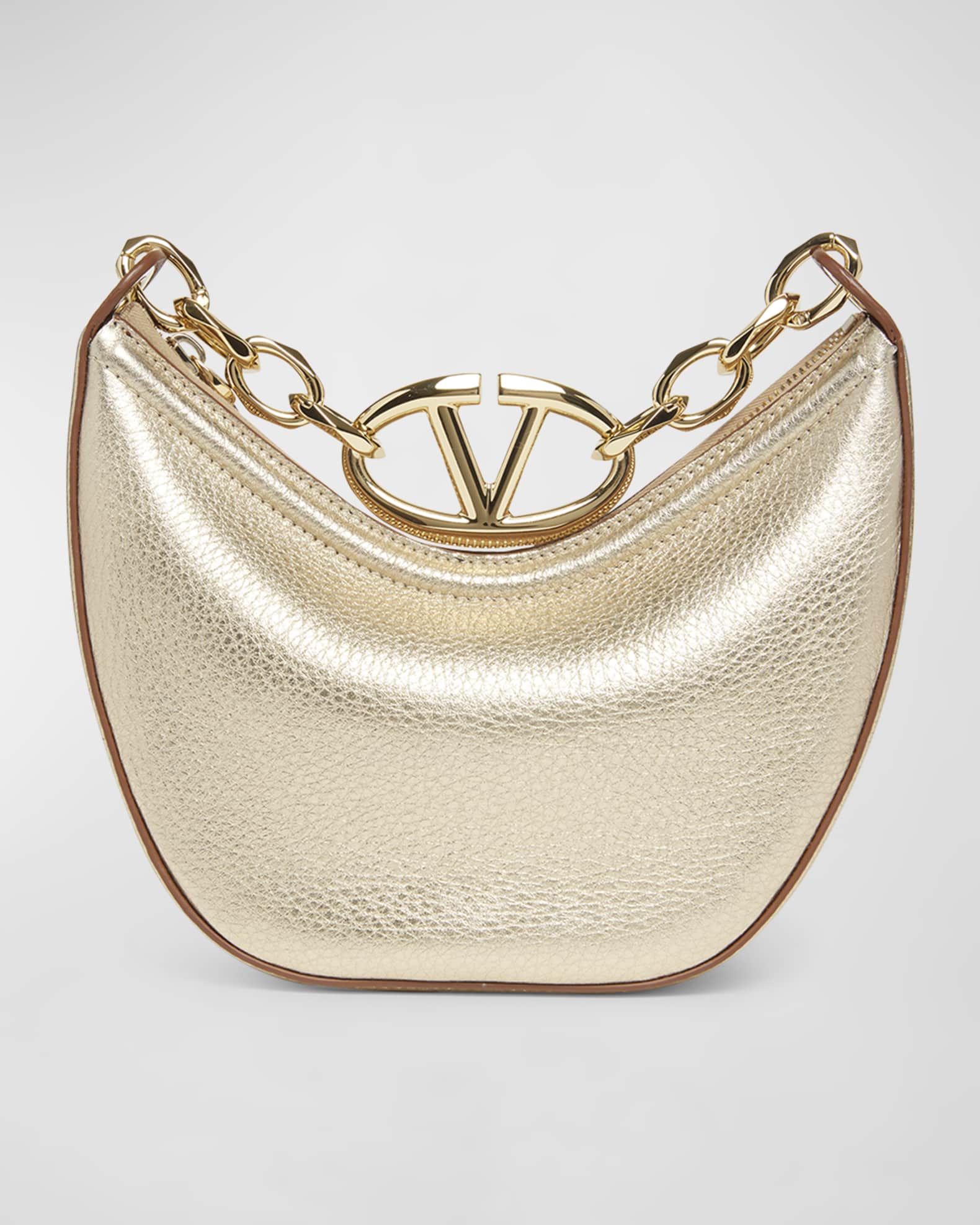 Valentino Garavani Mini VLOGO Moon Metallic Hobo Bag