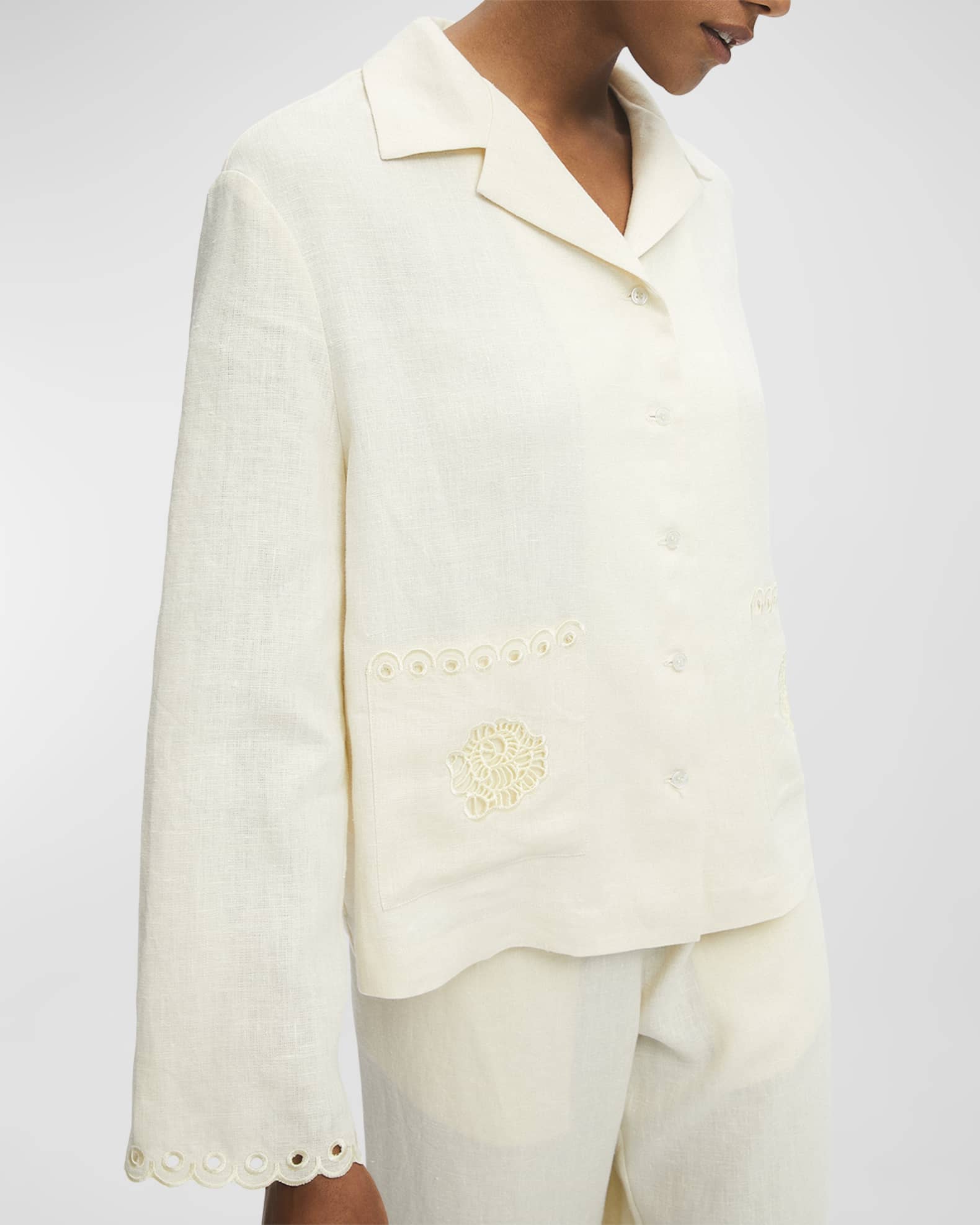 Embroidered linen Pants