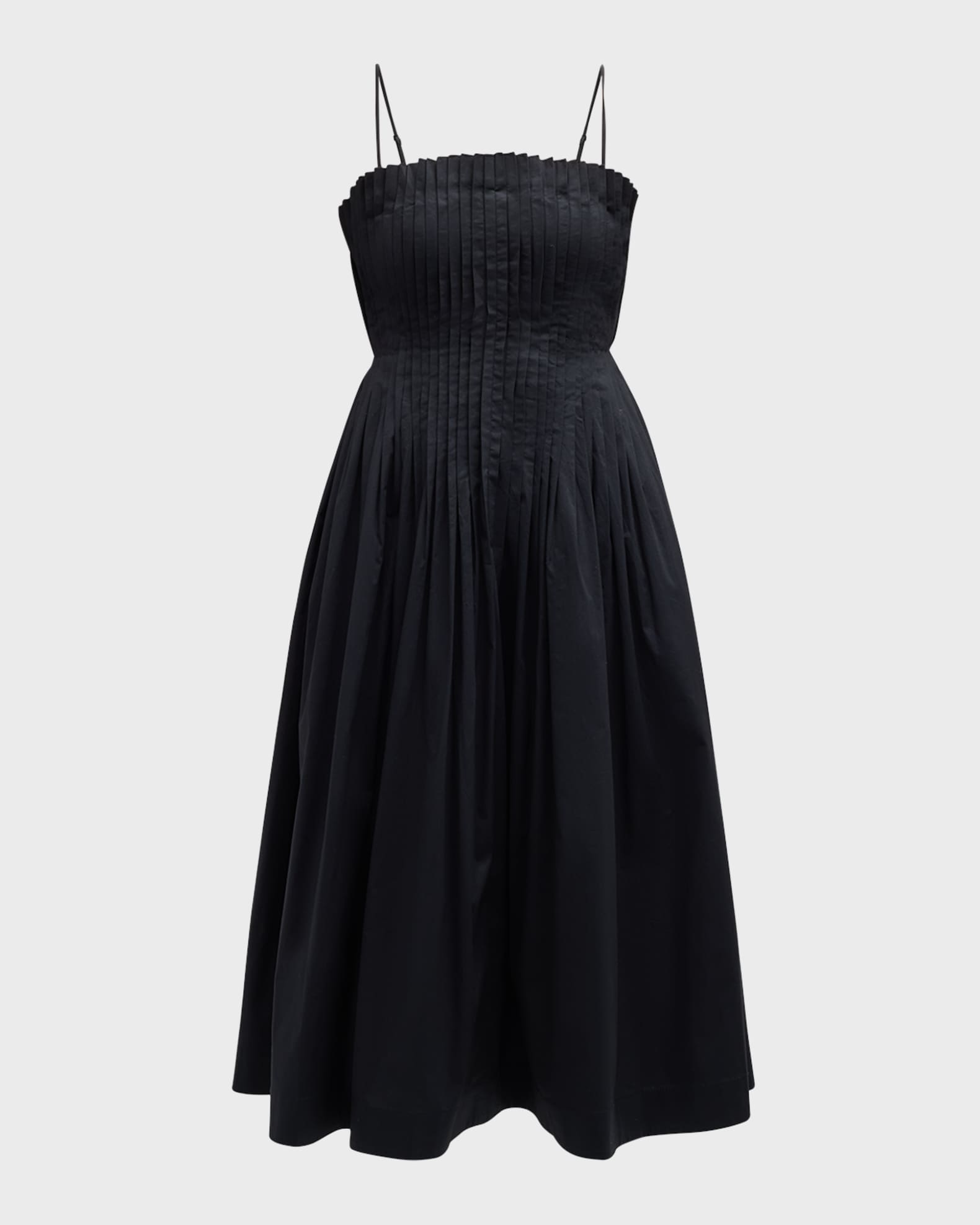 STAUD Bella Pintuck Stretch Poplin Midi Dress