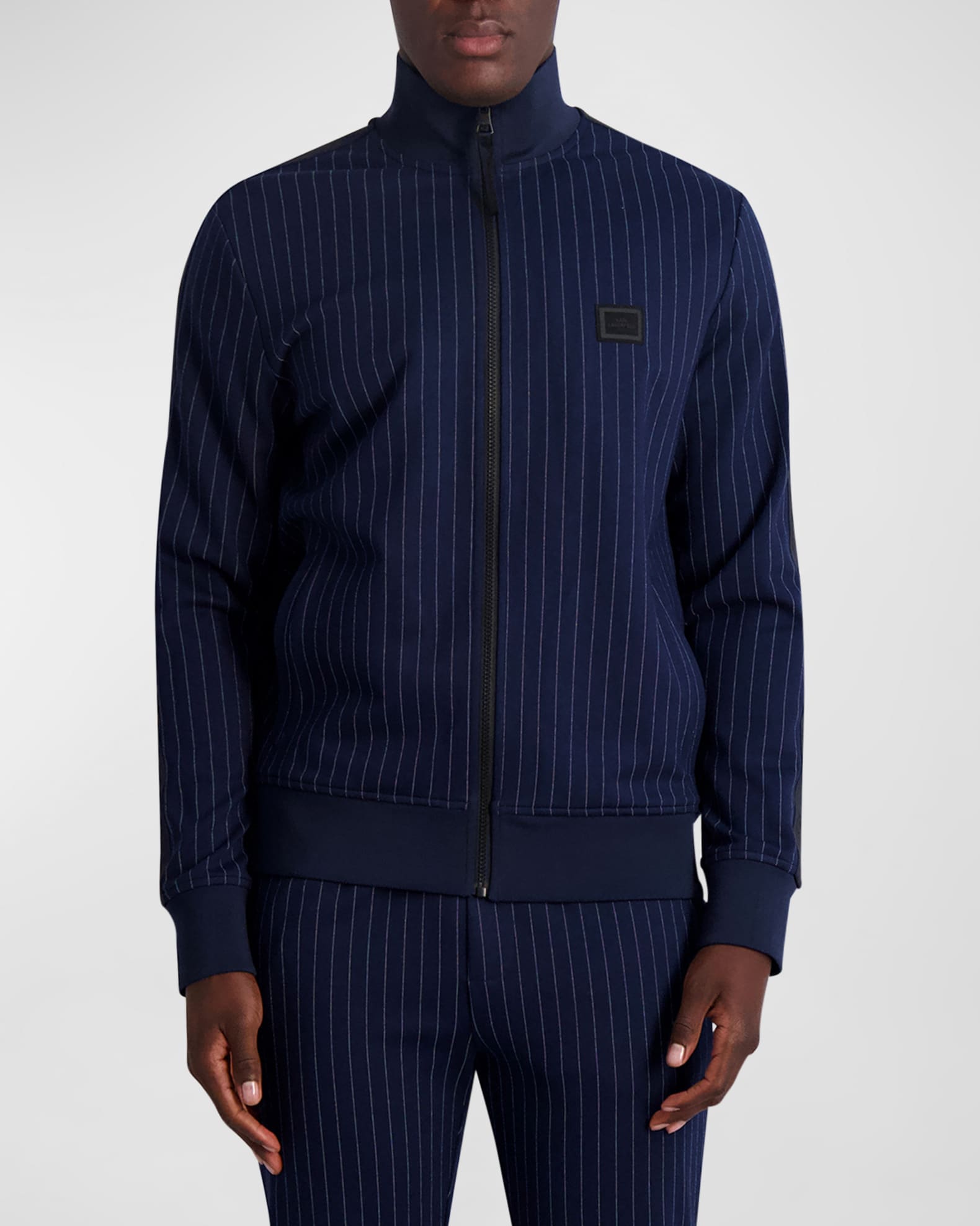 Karl Lagerfeld Paris Men's Pinstripe Track Jacket | Neiman Marcus