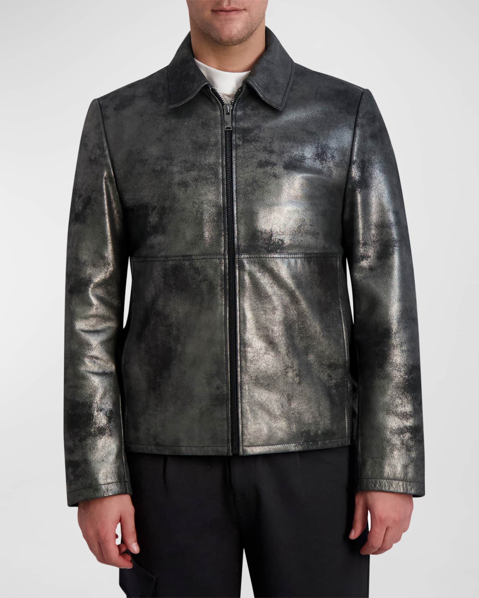 karl lagerfeld  ミンクコート Karl Lagerfeld Paris White Label Men's Metallic Leather