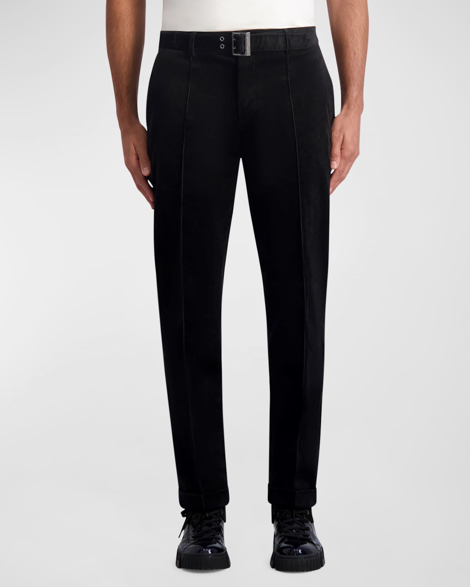 Men's Belted Pintuck Corduroy Pants 0