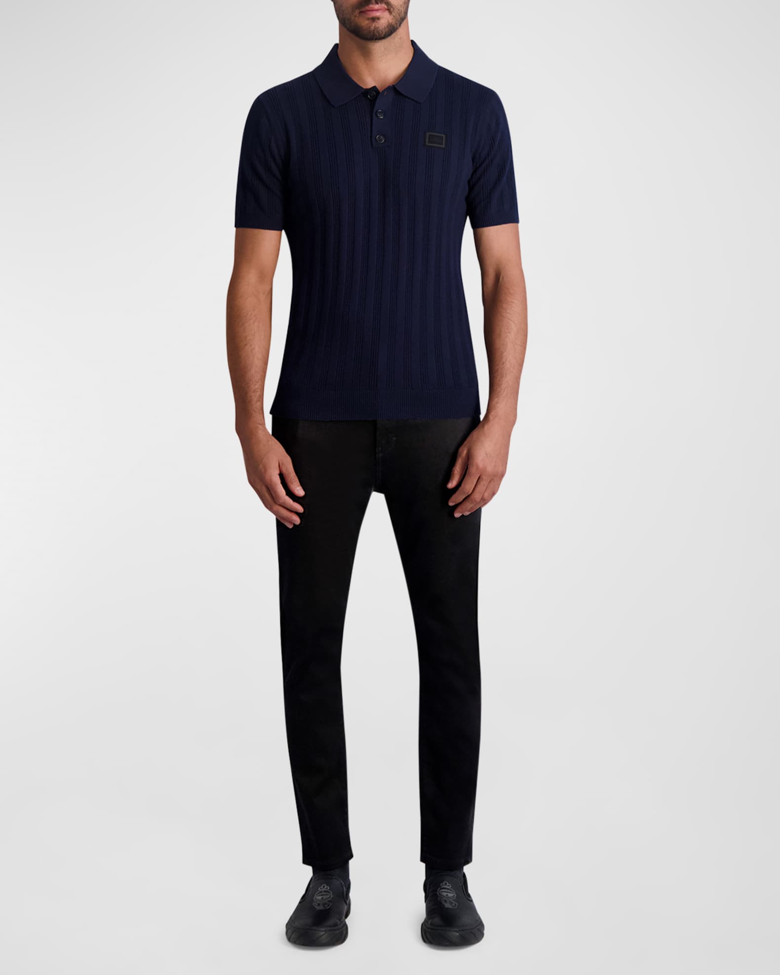 Men's Textured Rib Polo Sweater 1