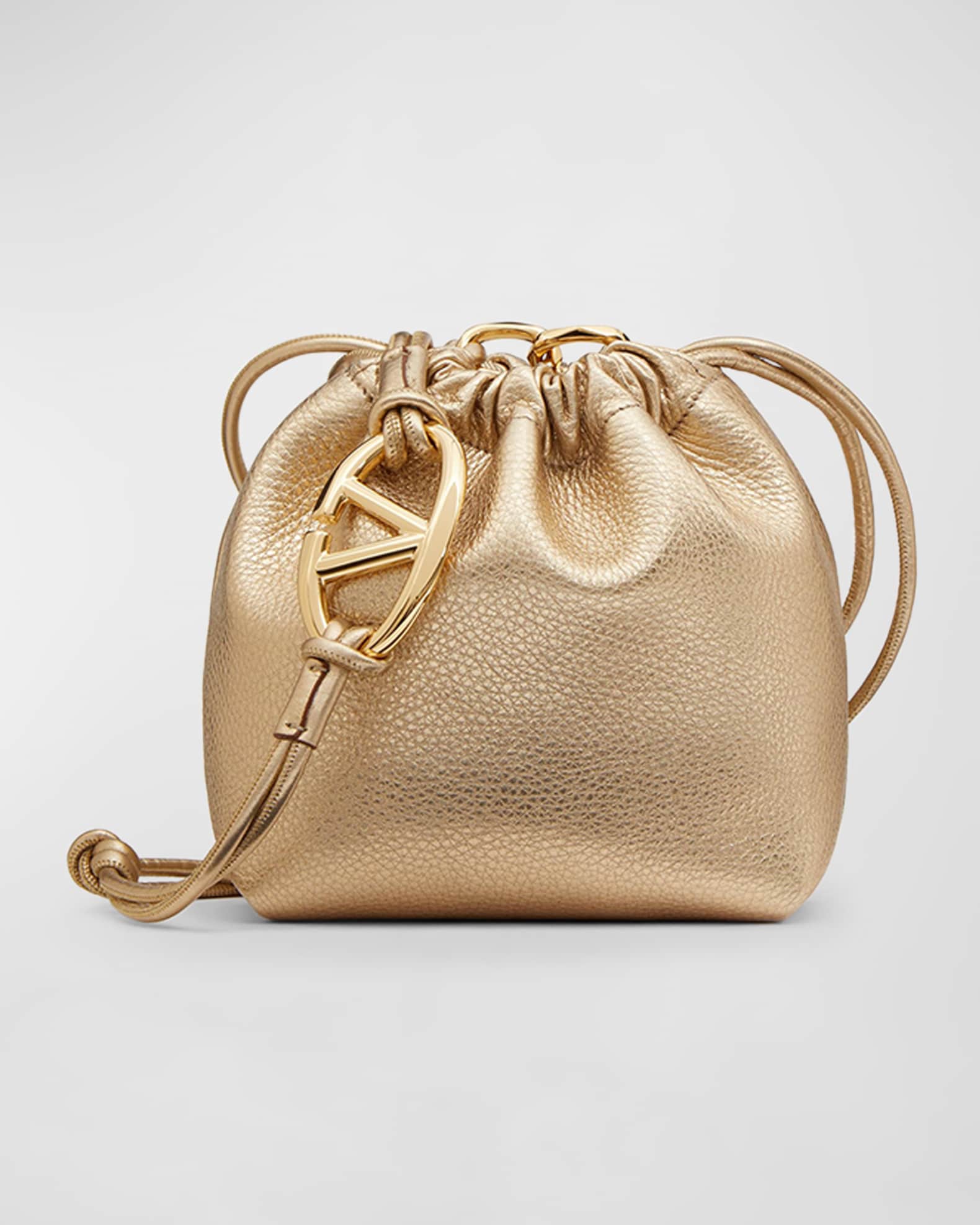 Valentino Garavani Mini VLOGO Metallic Bucket Bag