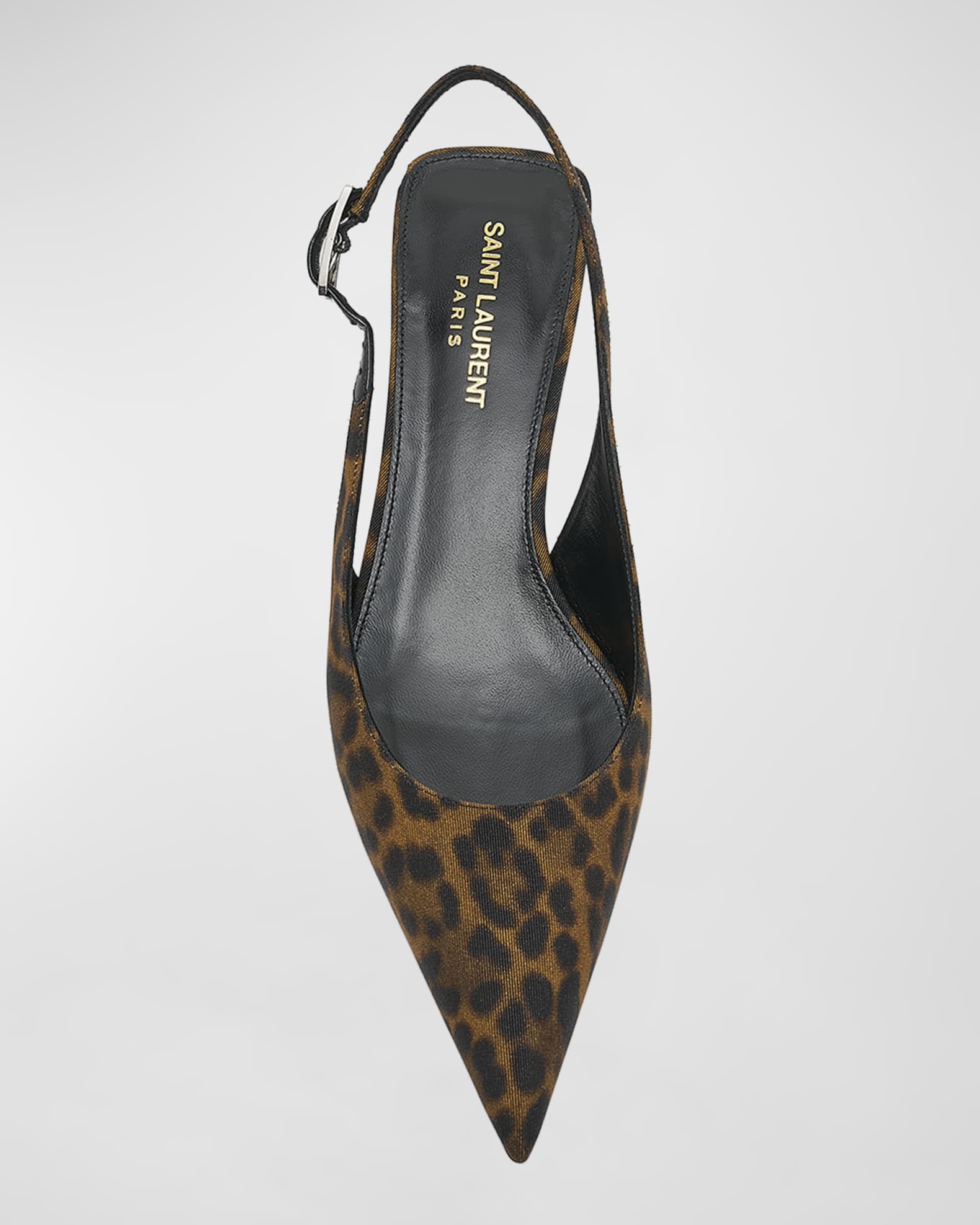Saint Laurent Cherish Leopard Slingback Pumps Manto Naturale Women s 39.5EU Pumps High Heels Slingback Heels