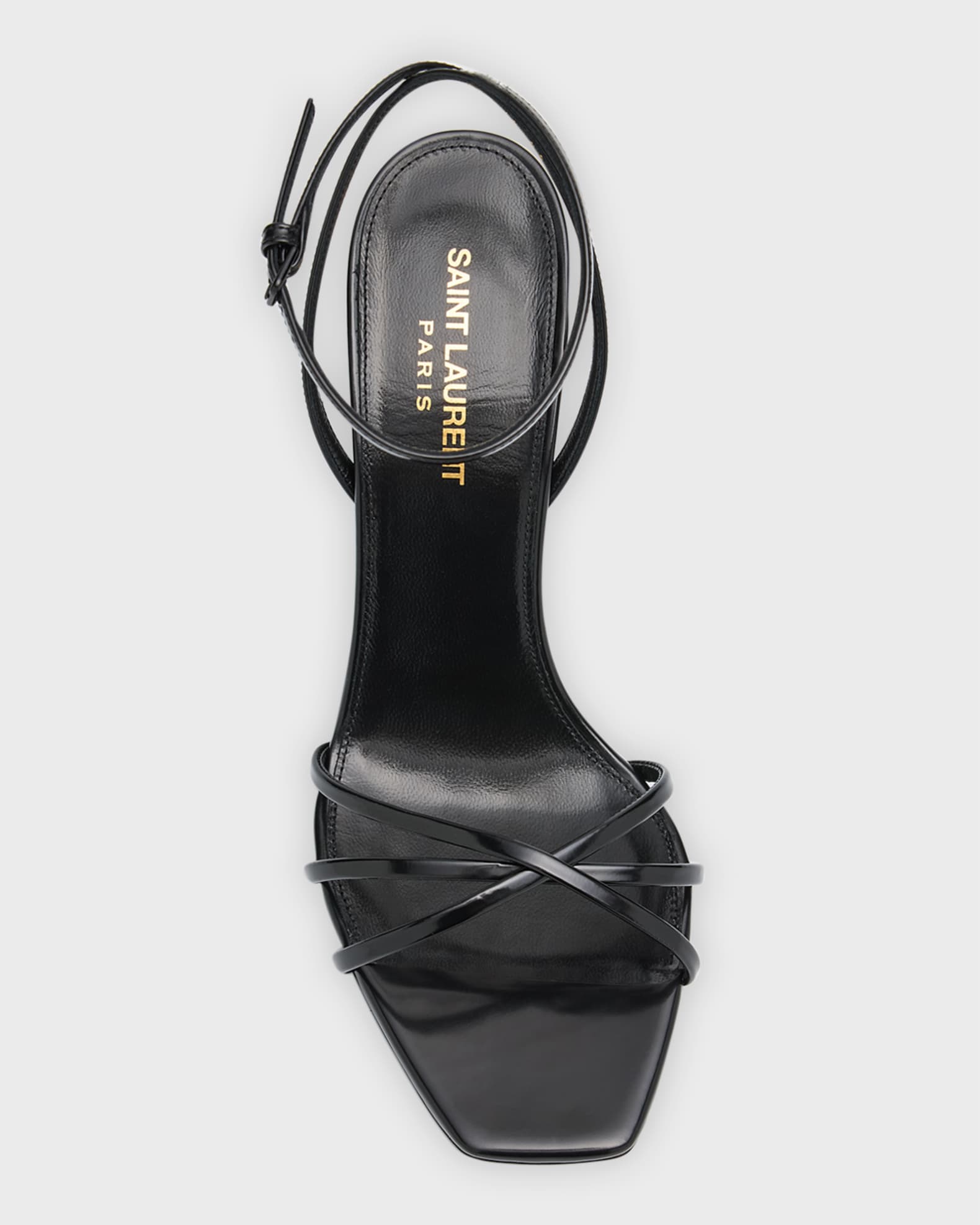 Saint Laurent Opyum Patent YSL Ankle-Strap Sandals | Neiman