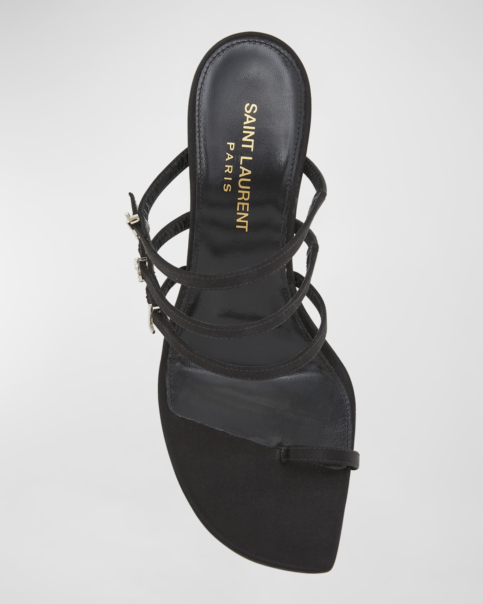 Saint Laurent strass-detail squared-toe slider - Black
