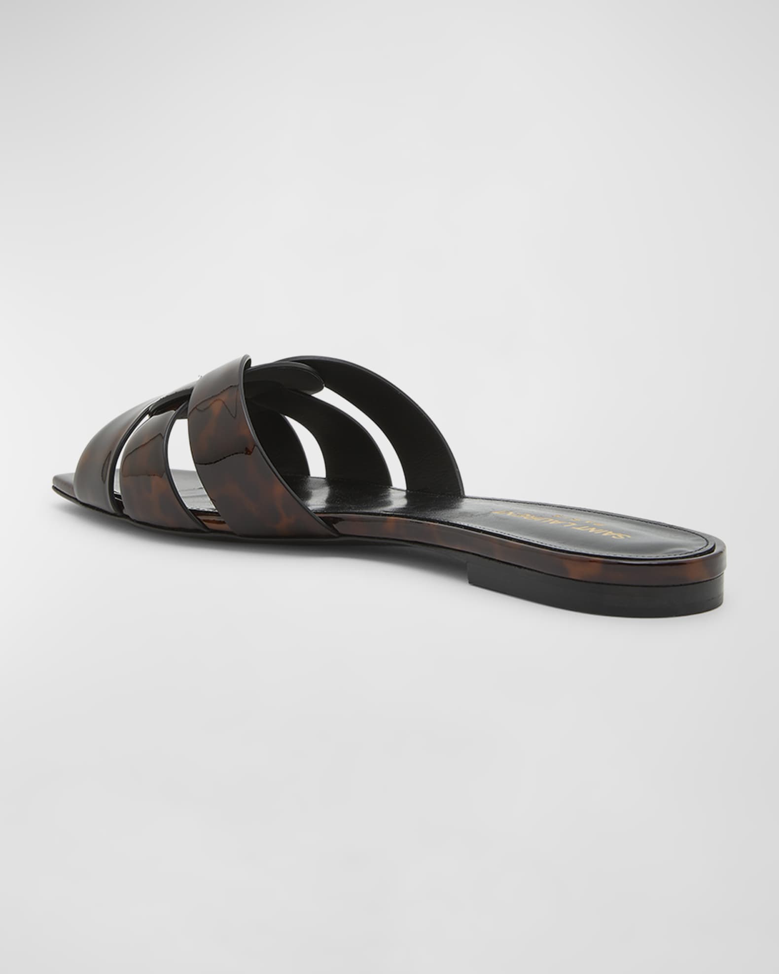 Saint Laurent Tribute Tortoise Shell Flat Slide Sandals Neiman Marcus