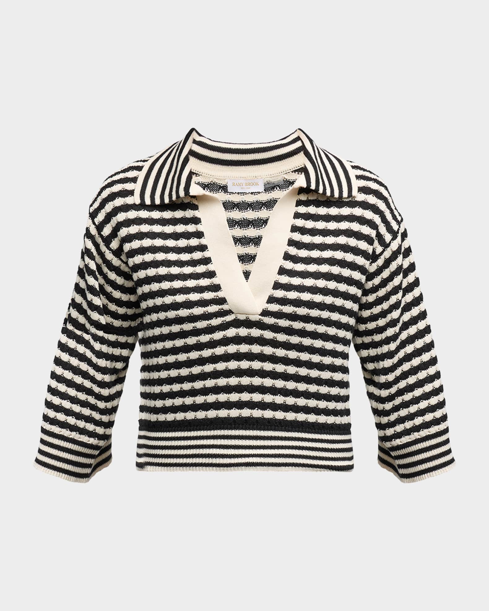 Azaria Striped Knit Blouse 0