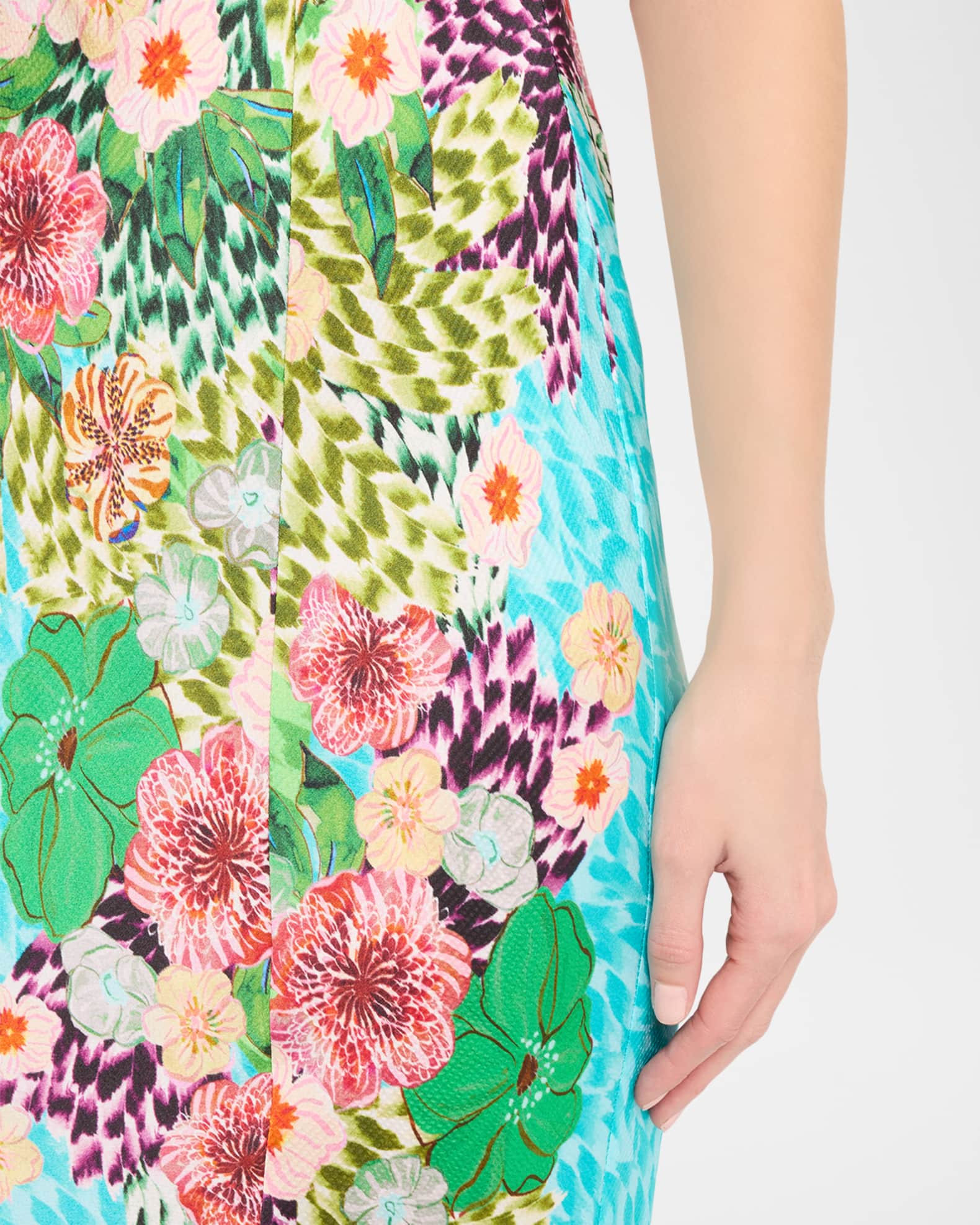 Saloni Renee Long Floral Silk Spaghetti-Strap Dress | Neiman Marcus